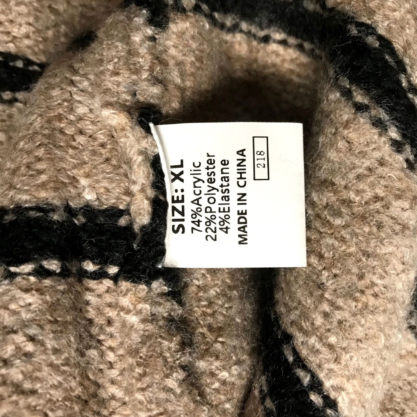Vintage Striped Sweater Dress Women Casual Warm Tan Black SZ XL Long Sleeve Round Neck Knit Pullover Button Accents Bohemian Oversized Fall Winter Size XL / US 12-14 / IT 48-50 - 7 Thumbnail