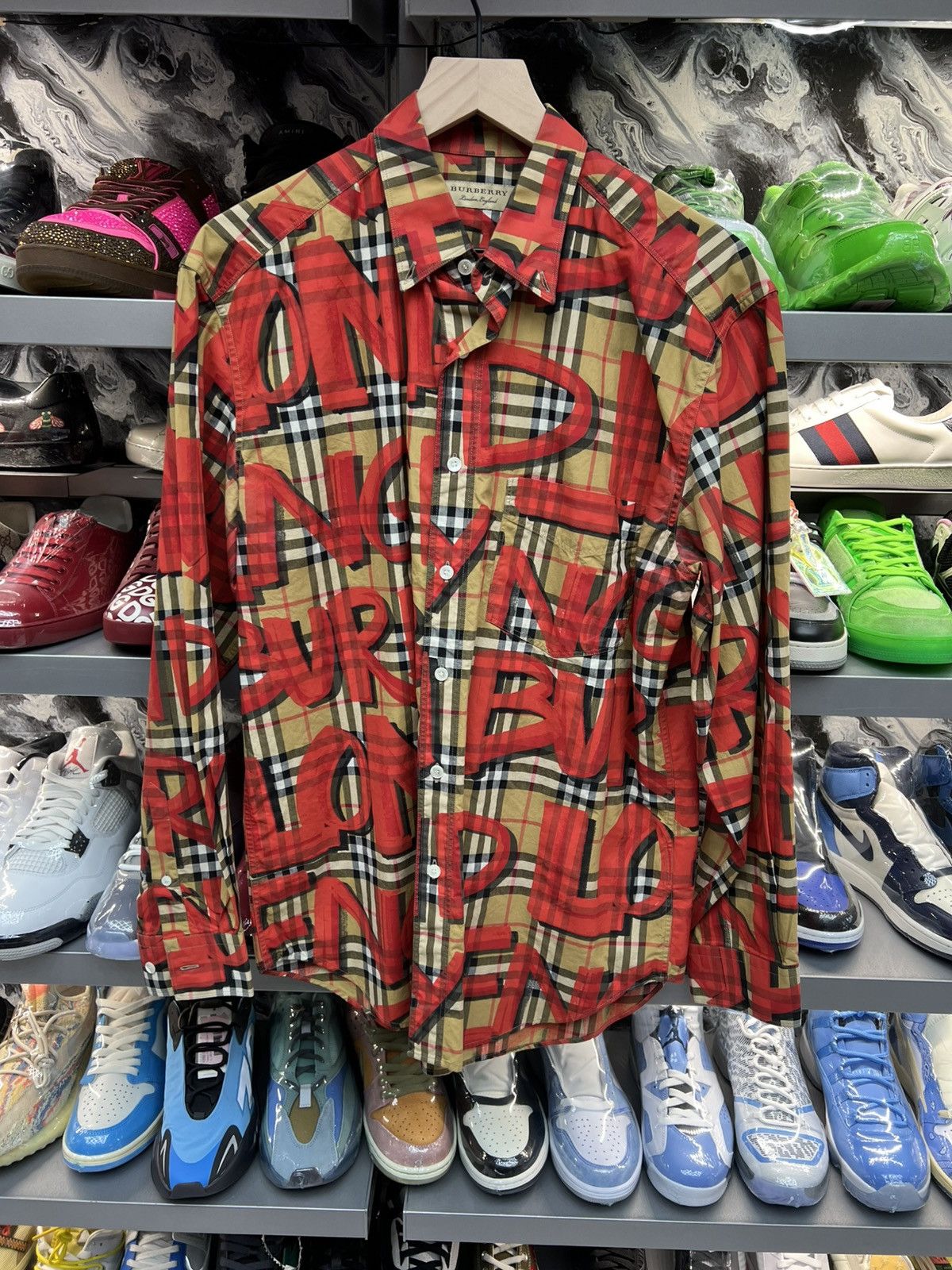 Burberry Burberry Red Check Graffiti Button Up Size US L / EU 52-54 / 3 - 1 Thumbnail