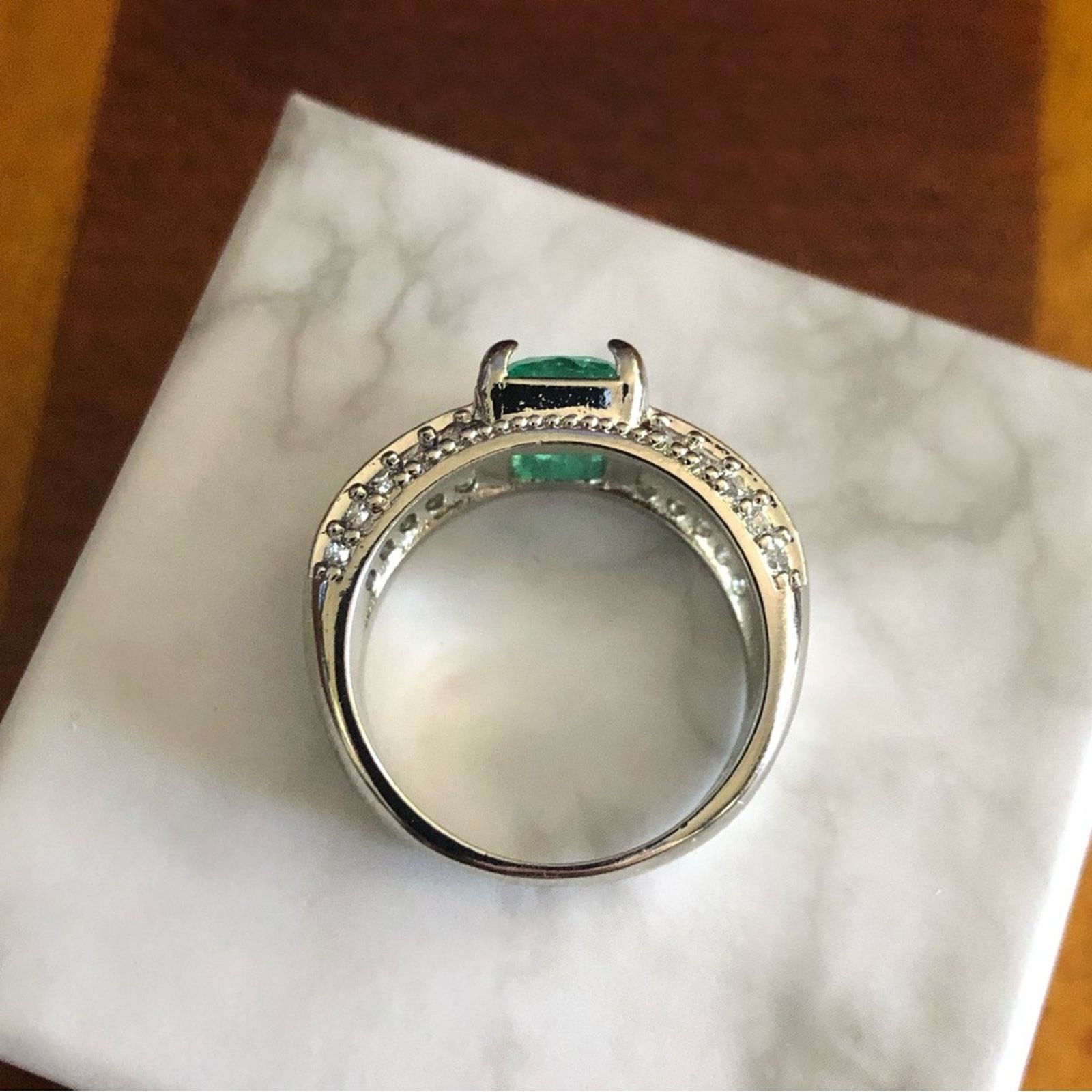 Jewelry Ladies elegant paraiba emerald stone 925 ring 8 NIB Size ONE SIZE - 10 Thumbnail