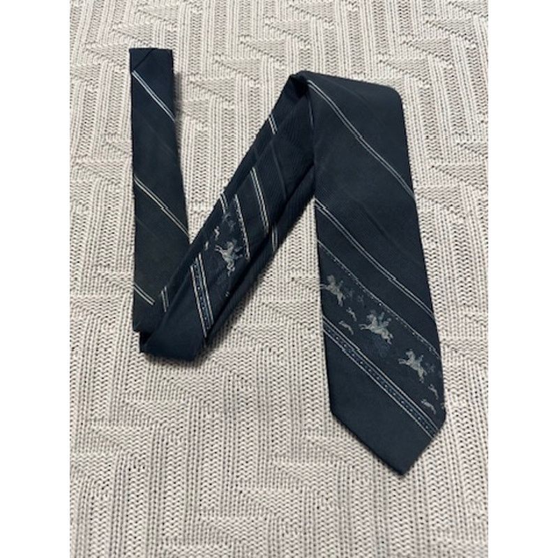 Other Vintage Le Dauphin navy foxhunting horses motif tie Size ONE SIZE - 1 Thumbnail