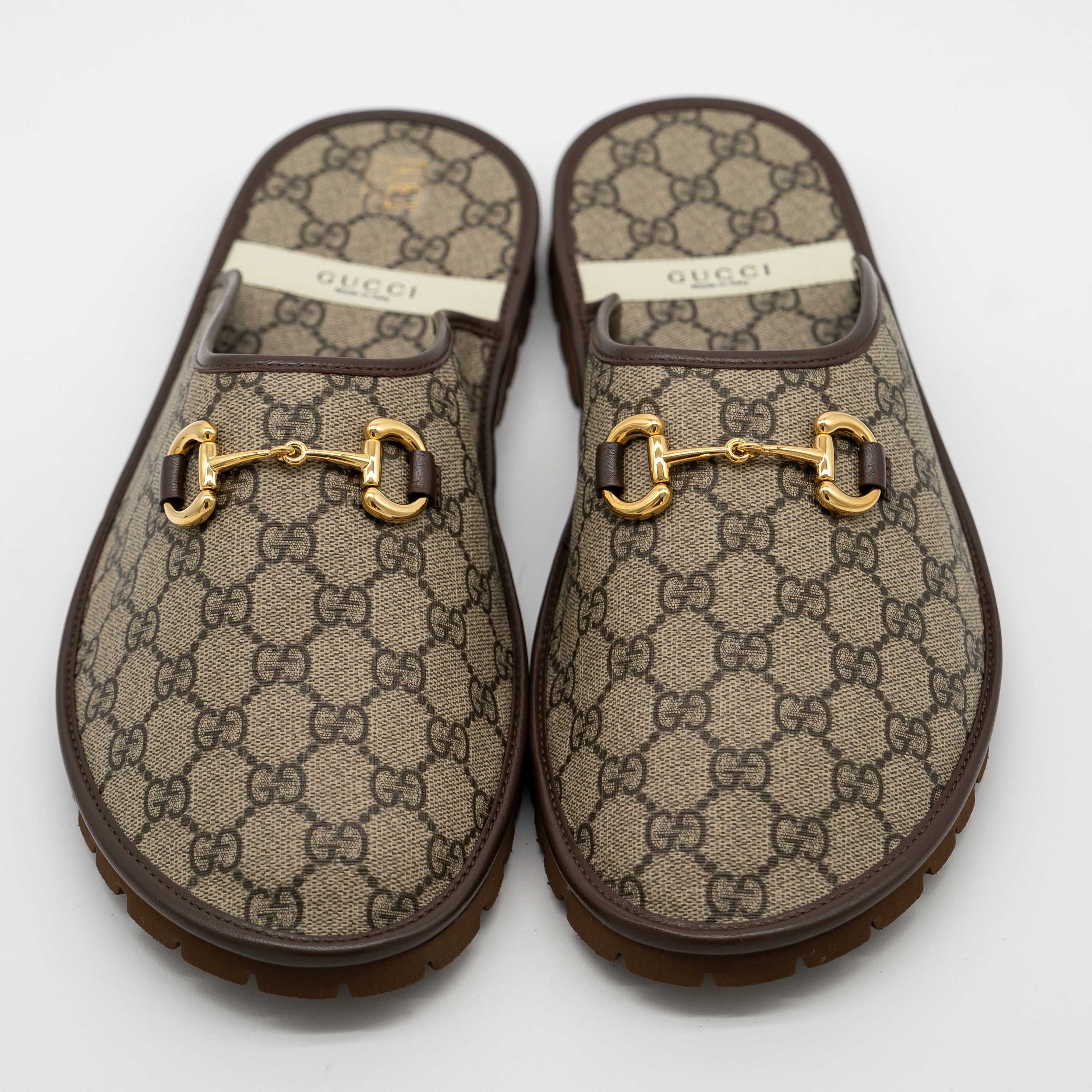 Gucci Gucci Horsebit GG Mule Slippers Canvas Beige Brown Size US 13 / EU 46 - 3 Thumbnail