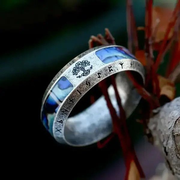 Vintage Tree Of Life Stainless Steel Abalone Shell Rings Size ONE SIZE - 1 Thumbnail