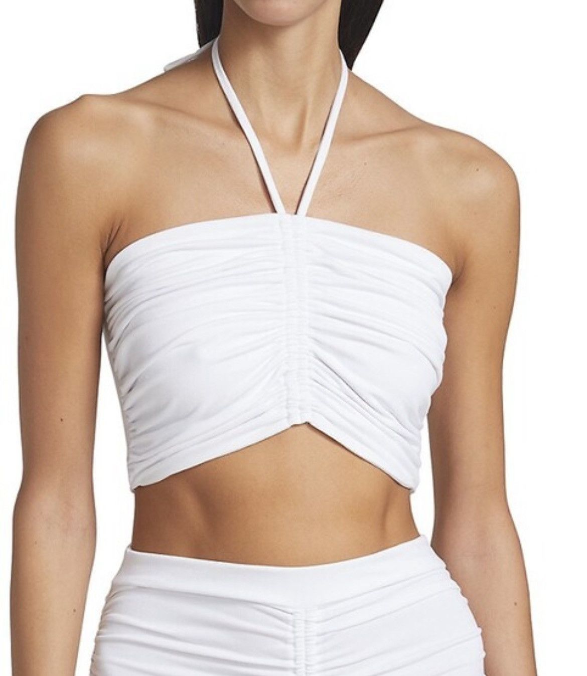 Susana Monaco Susana Monaco Gathered Front Halter Crop Top White/Sugar Size XS / US 0-2 / IT 36-38 - 2 Thumbnail