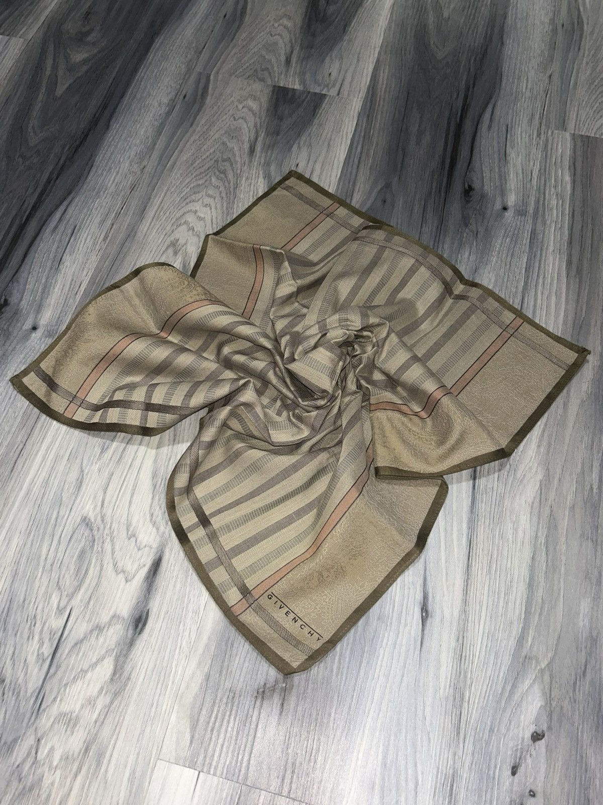 Givenchy Vintage Givenchy Green Striped Design Cotton Handkerchief Size ONE SIZE - 1 Thumbnail