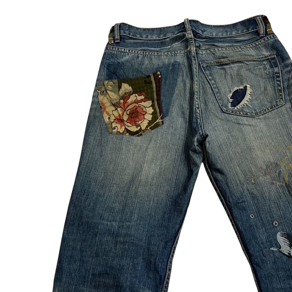 14th Addiction Vintage Takeo Kikuchi Distressed Art Denim Size US 33 - 3 Thumbnail