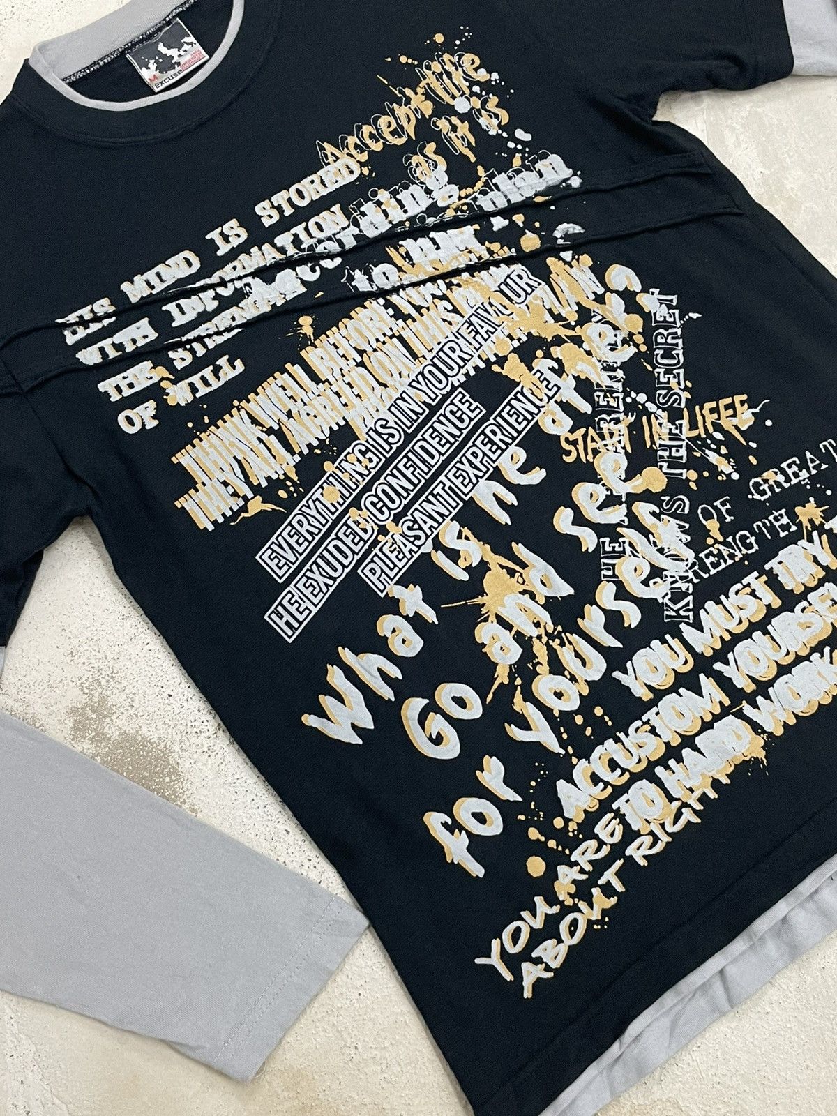 JNCO Excuse Layer Wording 3D Graffiti Y2K Motivation Life Story Size US M / EU 48-50 / 2 - 6 Thumbnail