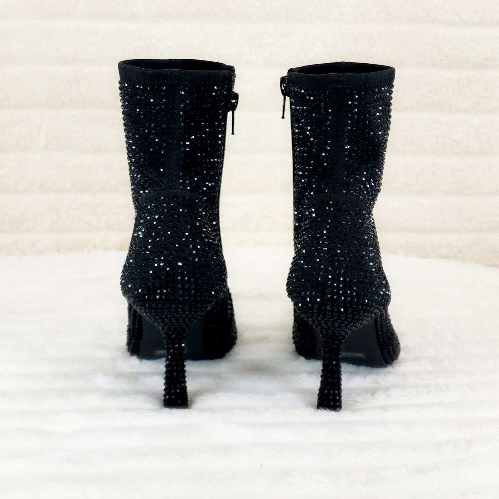 Other Stunning Black Stretch Rhinestone Ankle Boots 3.5" Heels New Size US 6.5 / IT 36.5 - 4 Thumbnail