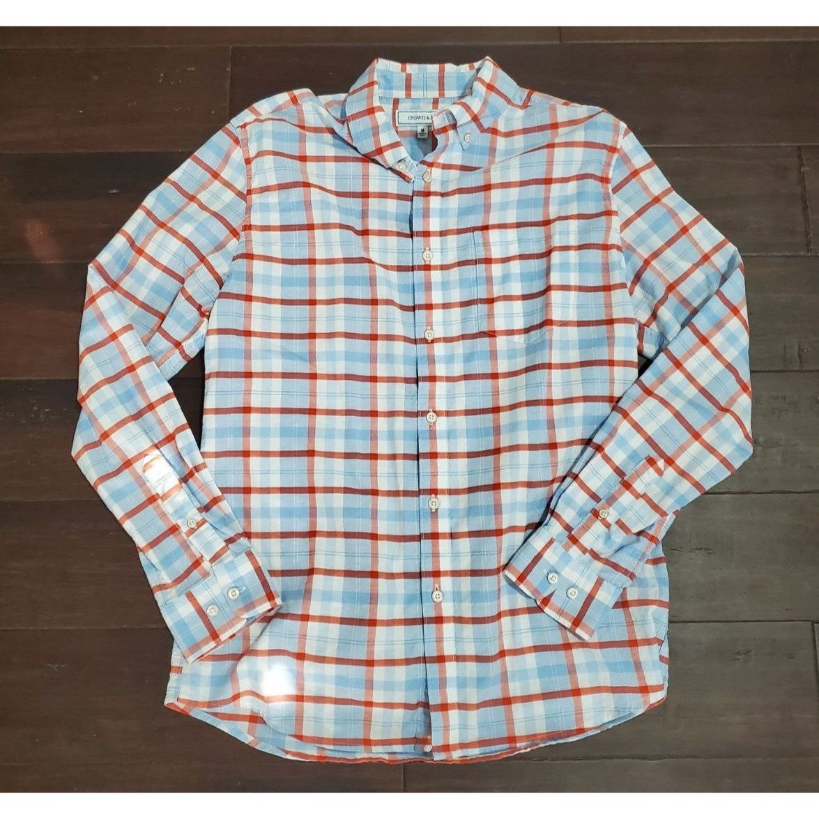 Other Crown & Ivy Classic Fit Mens Size Medium Orange Plaid Long S Size US M / EU 48-50 / 2 - 1 Thumbnail