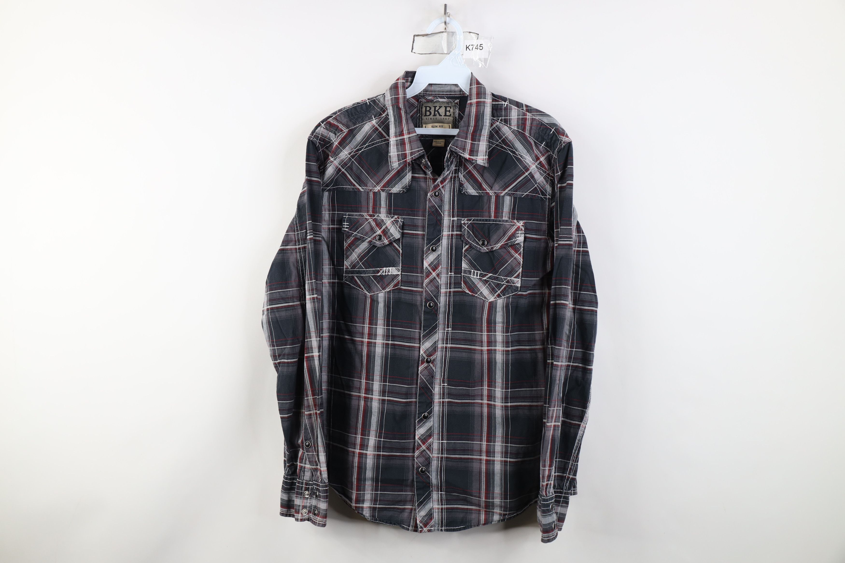 Vintage Buckle BKE Thick Stitch UFC MMA Snap Button Shirt Plaid Size US L / EU 52-54 / 3 - 1 Thumbnail