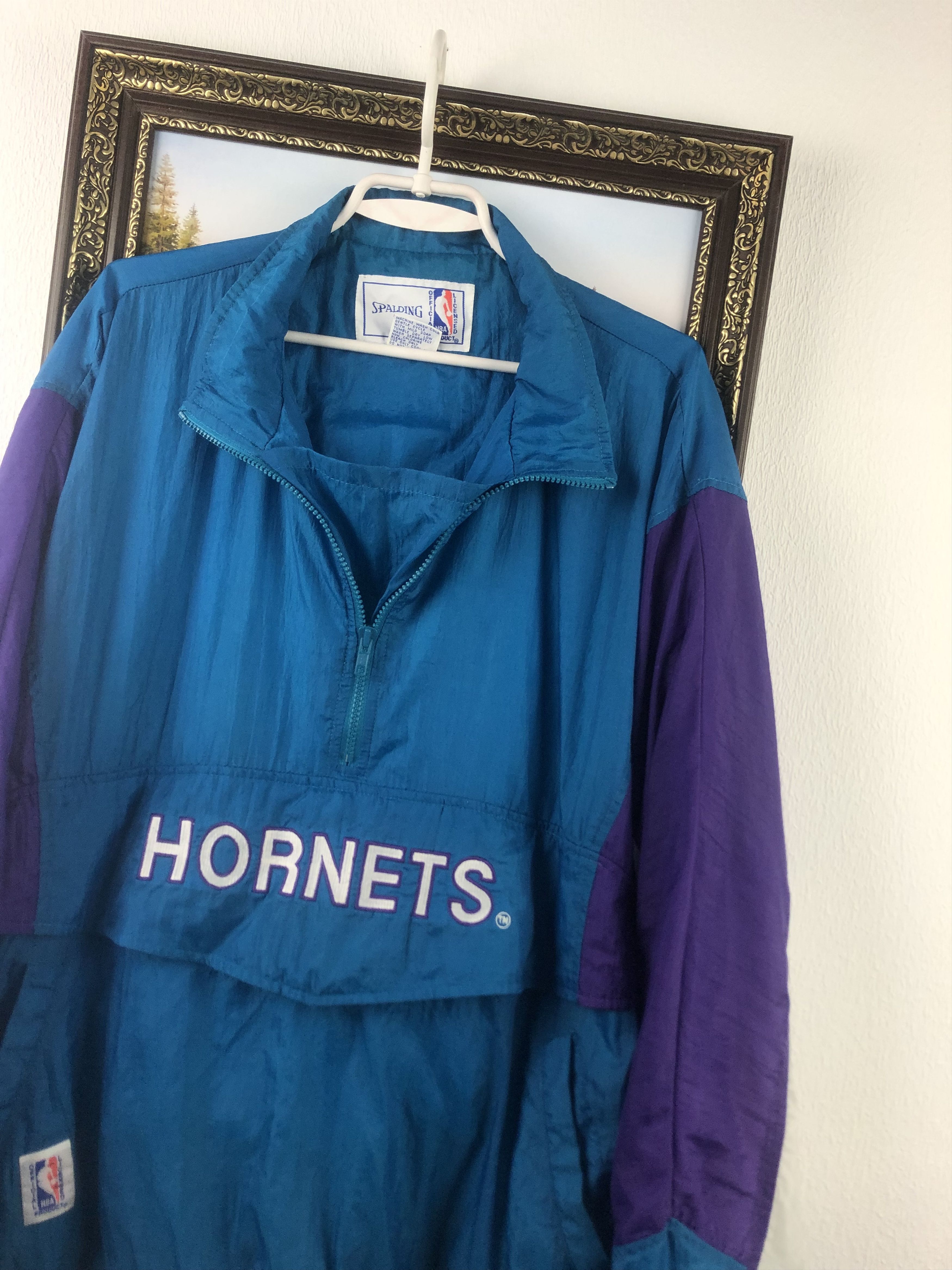 NBA Vintage 90's Charlotte Hornets NBA Spalding Jacket Blue Rare Size US XL / EU 56 / 4 - 7 Thumbnail