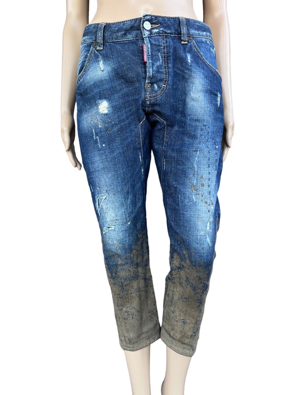image of Dsquared2 Mud Cropped Jeans in Blues, Women's (Size 26)
