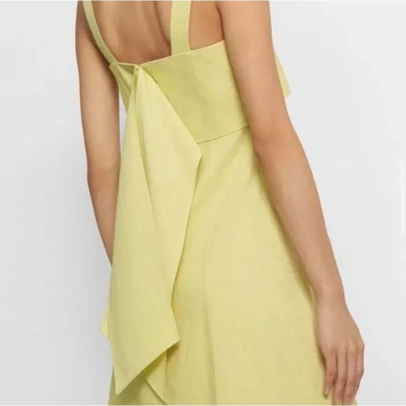 birdie linen square neck midi dress product info and reviews Celia Square Neck Sleeveless Dress Crimson / M