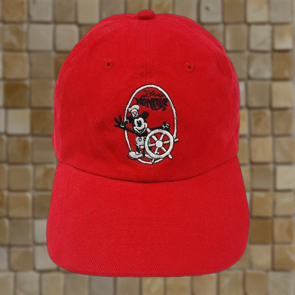 Disney VINTAGE Disney World Hat Snapback Baseball Cap Mickey Mouse Cartoon Red Adjustable Embroidered 2000s Y2K Headmaster, Inc Mens Hat Size ONE SIZE - 1 Thumbnail