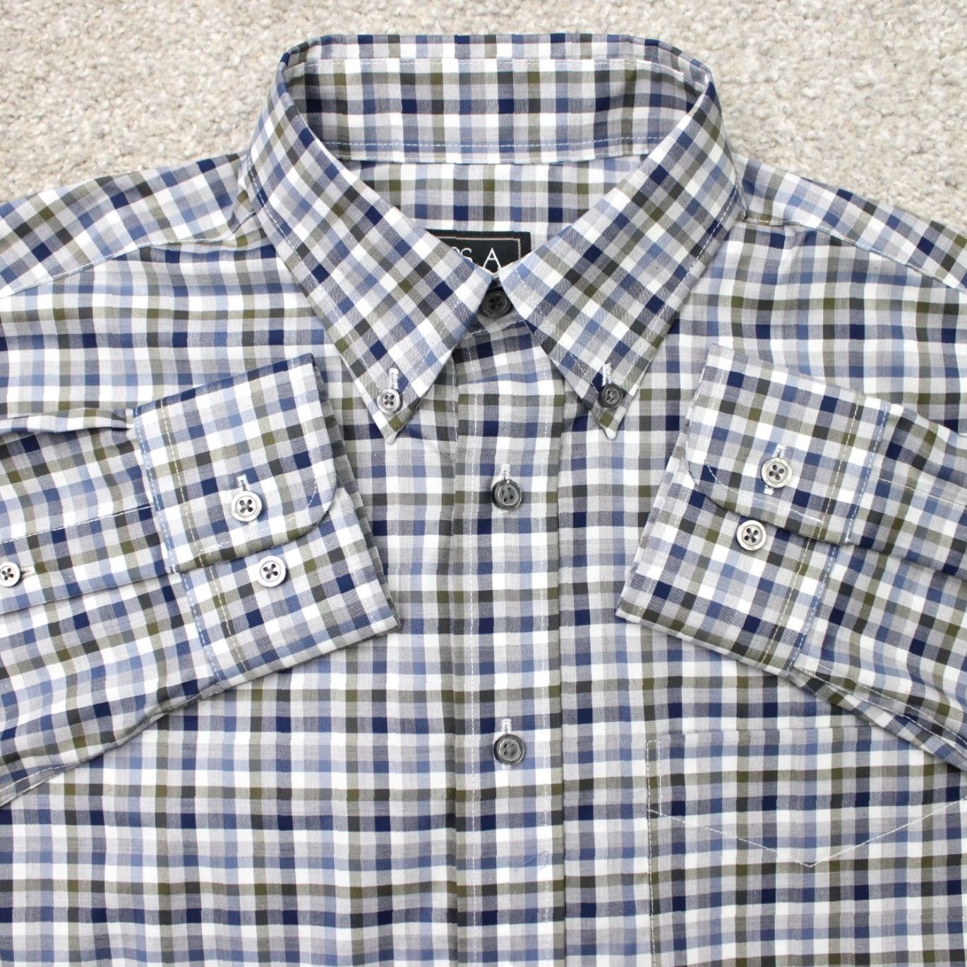 Jos. A. Bank Jos. A. Bank Shirt Mens Small Blue/Green Traveler Traditional Fit Cotton L/S Size US S / EU 44-46 / 1 - 2 Thumbnail