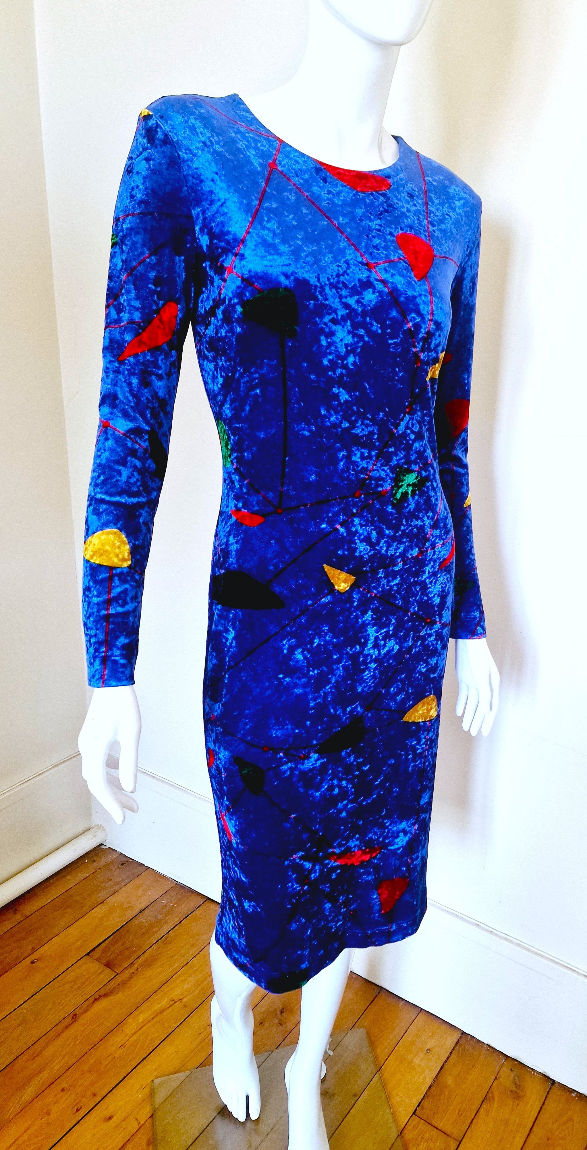 Versace Gianni Versace Couture Blue Geometric Medium Evening Dress Size M / US 6-8 / IT 42-44 - 2 Thumbnail