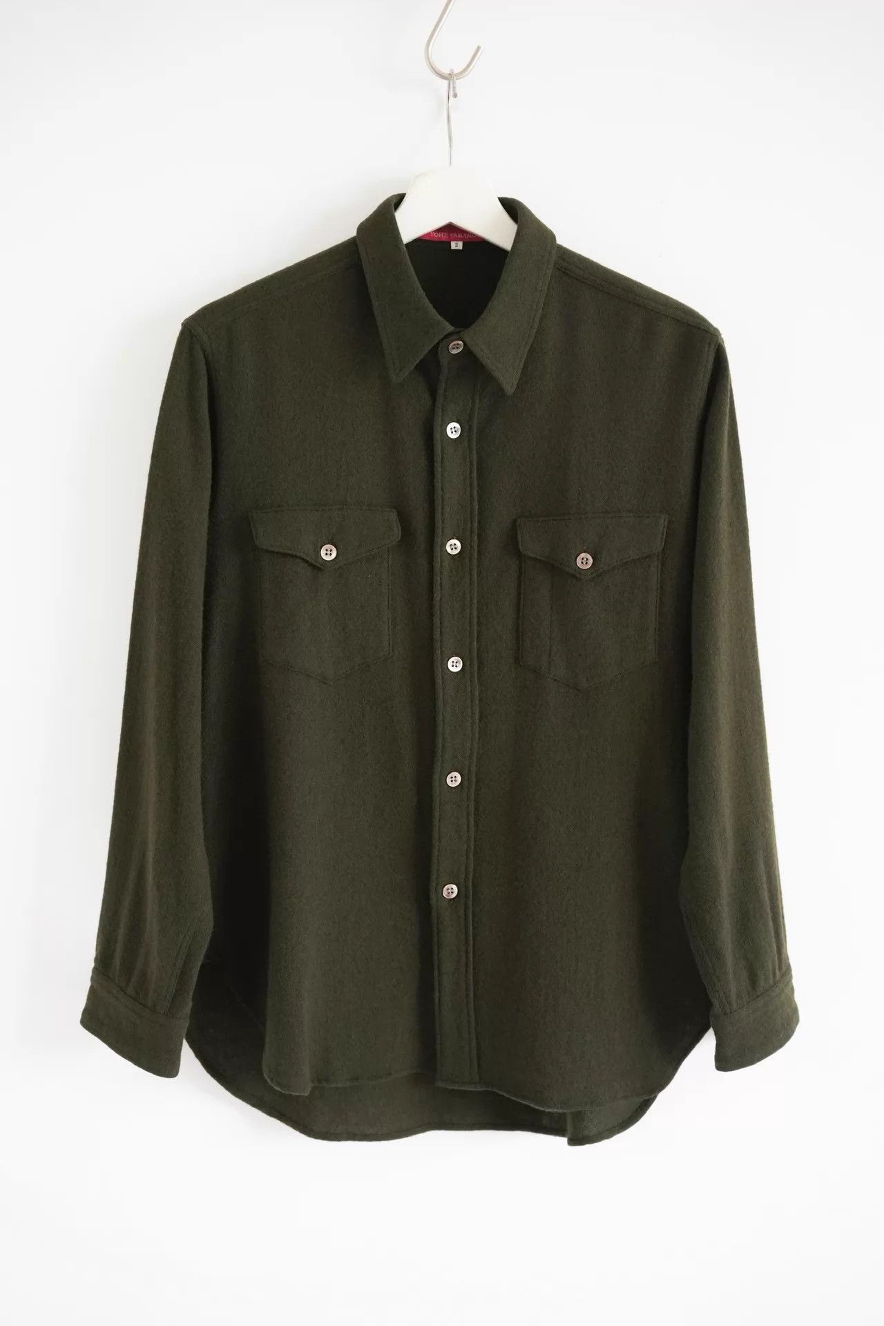 Yohji Yamamoto Yohji Yamamoto 00s Red Label Dark Green Wool Shirt Size US M / EU 48-50 / 2 - 1 Thumbnail
