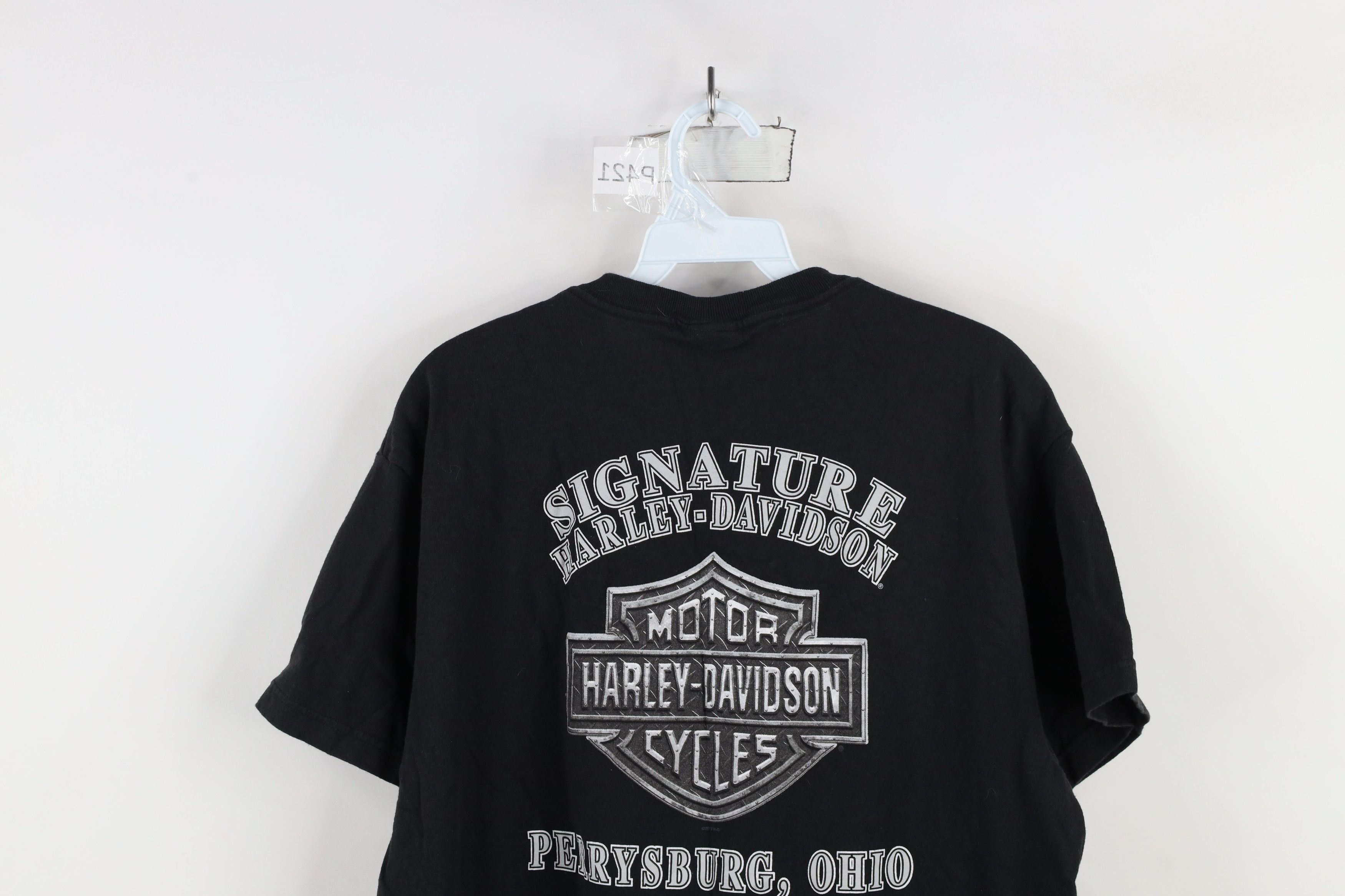 Harley Davidson × Vintage Vintage Y2K Harley Davidson Spell Out Chalk T-Shirt Black Size US L / EU 52-54 / 3 - 13 Thumbnail