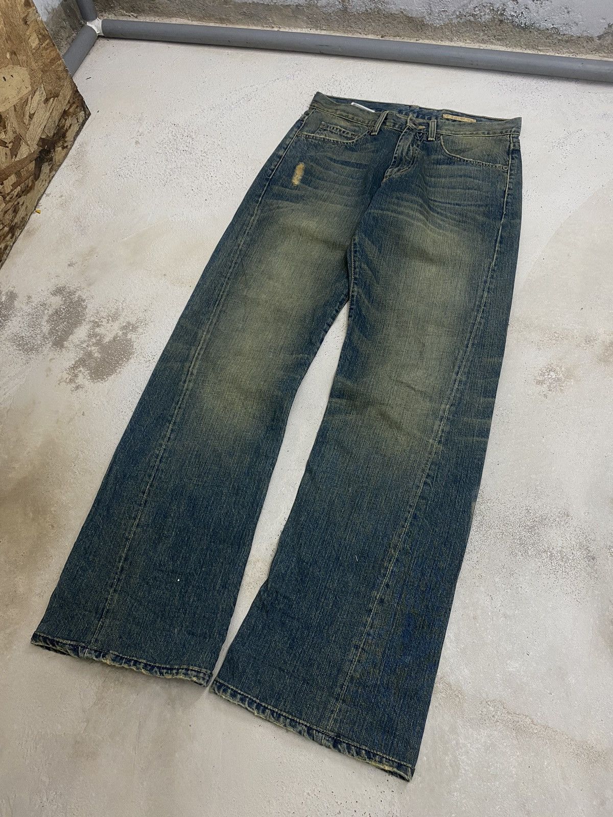Hysteric Glamour × Japanese Brand Chip Pepper Jean Baggy Mud Washed Whisker Distressed Size US 30 / EU 46 - 4 Thumbnail