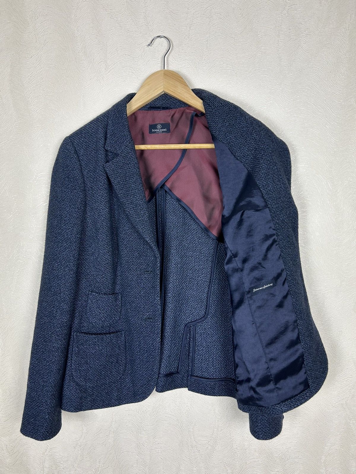 Designer × Schneiders Schneiders Salzburg Womens Navy Wool Tweed Blazer Jacket Size M / US 6-8 / IT 42-44 - 10 Thumbnail