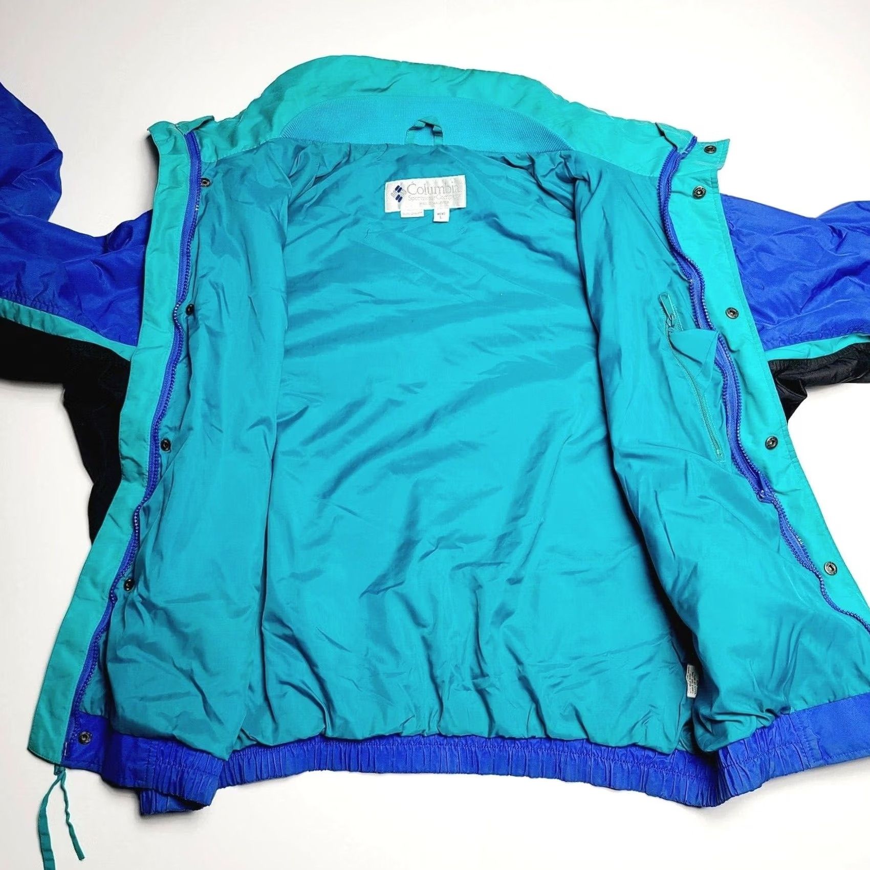 Etro VTG Columbia Bugaboo Windbreaker Jacket Men’s L Nylon 90s Blue Green Zip Regular Travel Hiking Workwear Mens Size US L / EU 52-54 / 3 - 3 Thumbnail