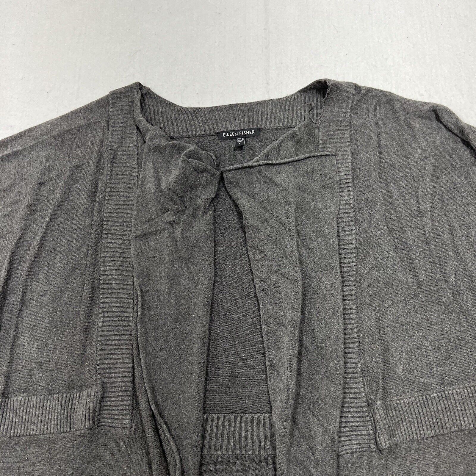 Eileen Fisher Eileen Fisher Gray Long Sleeve Cardigan Sweater Size L / US 10 / IT 46 - 2 Thumbnail
