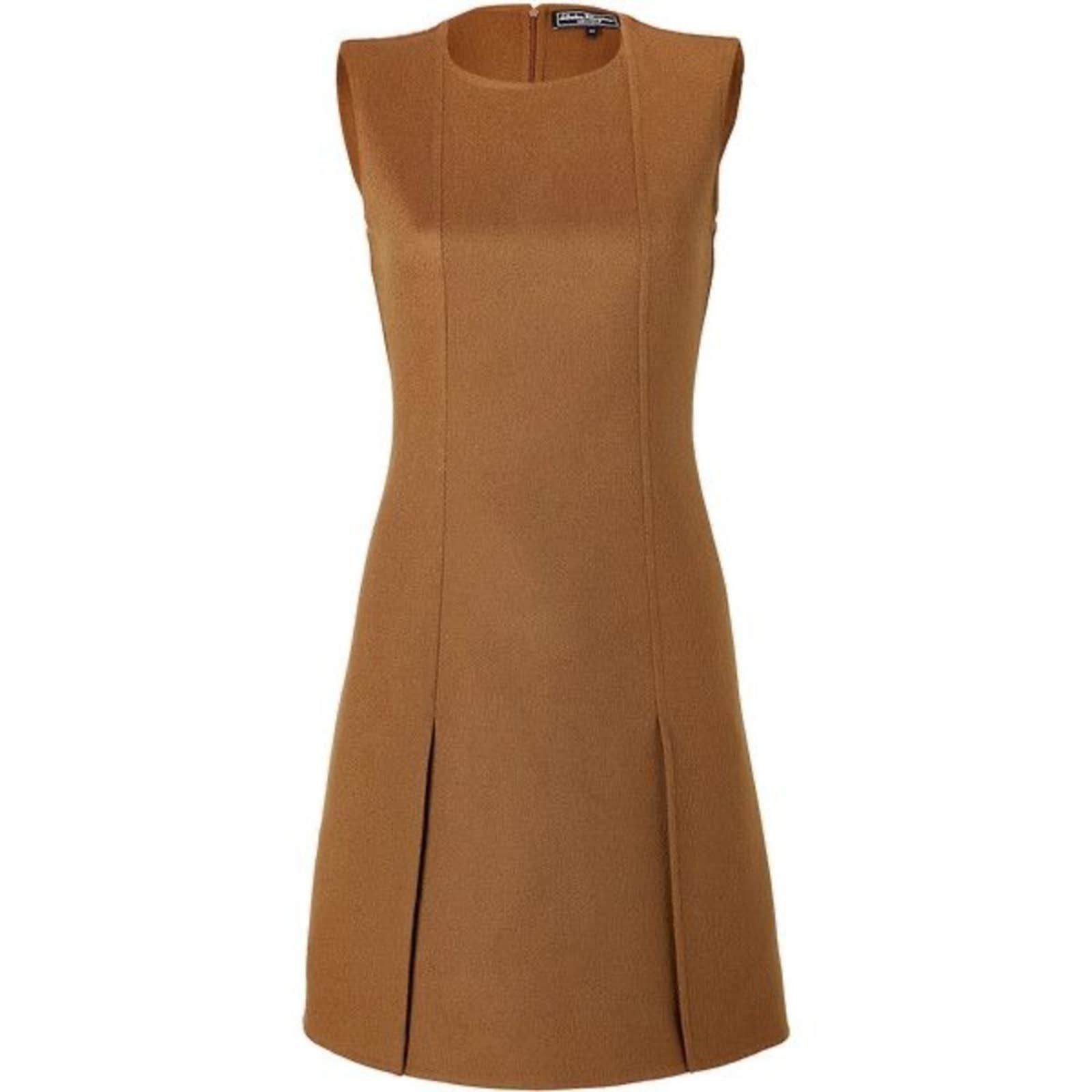 image of Salvatore Ferragamo Brown Sugar Wool Mini Sleeve Dress 38, Women's (Size XS)