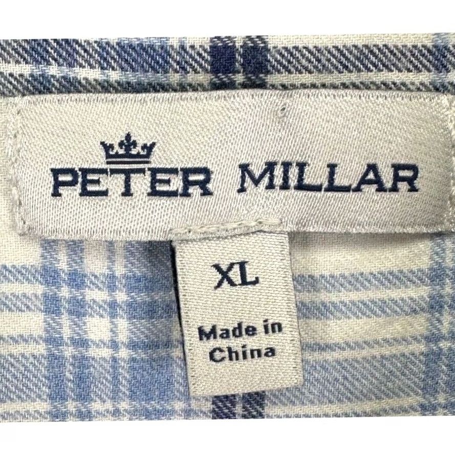 Peter Millar Peter Millar Shirt Mens XL Blue White Plaid 100% Cotton Button-Down Long Sleeve Shirt Mens XL Button-Down Plaid Cotton White/Blue Outdoors Size US XL / EU 56 / 4 - 4 Thumbnail