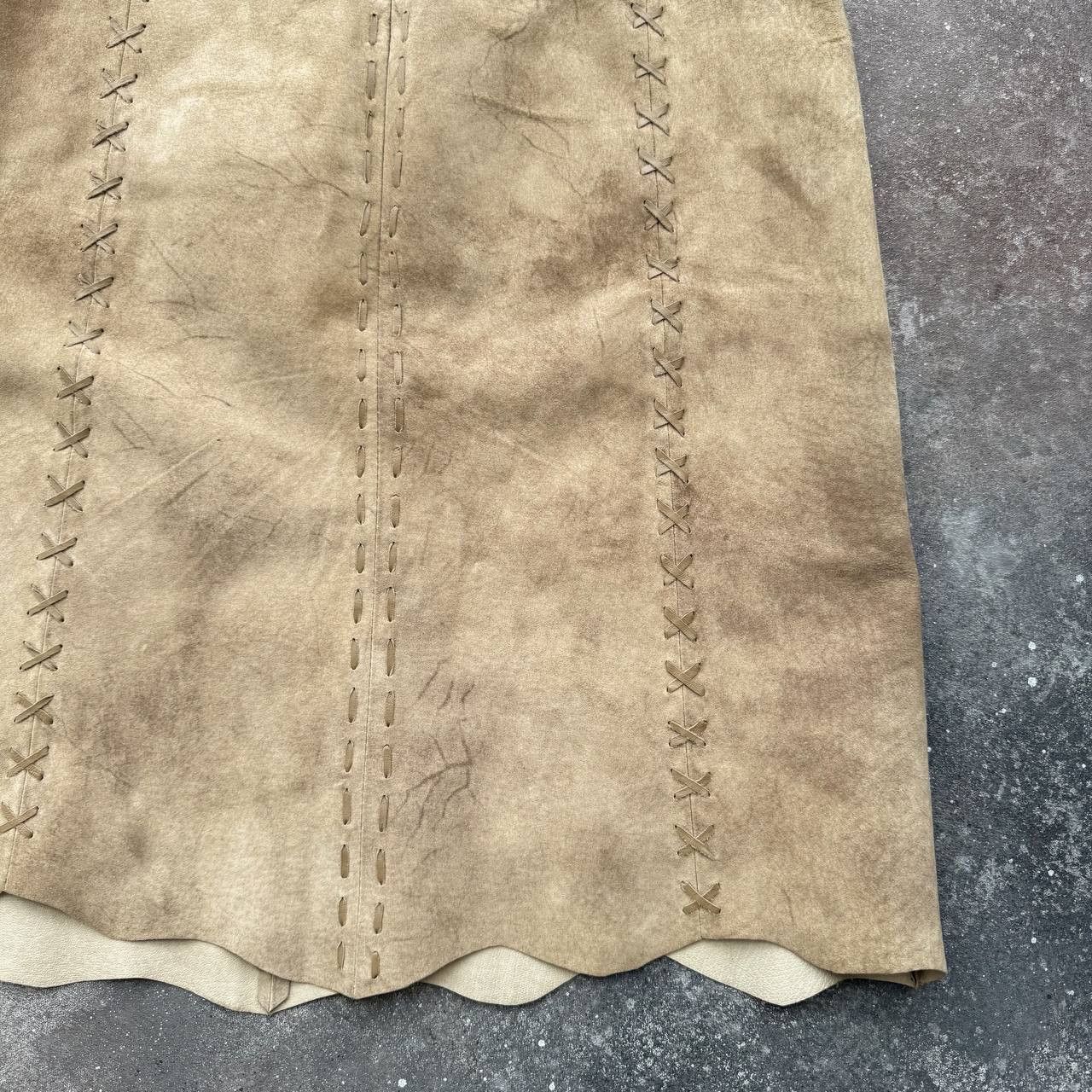 Hysteric Glamour × Vintage Morgan De Toi Vintage 2000's Y2K Suede Leather Midi Skirt Size 29" - 13 Thumbnail