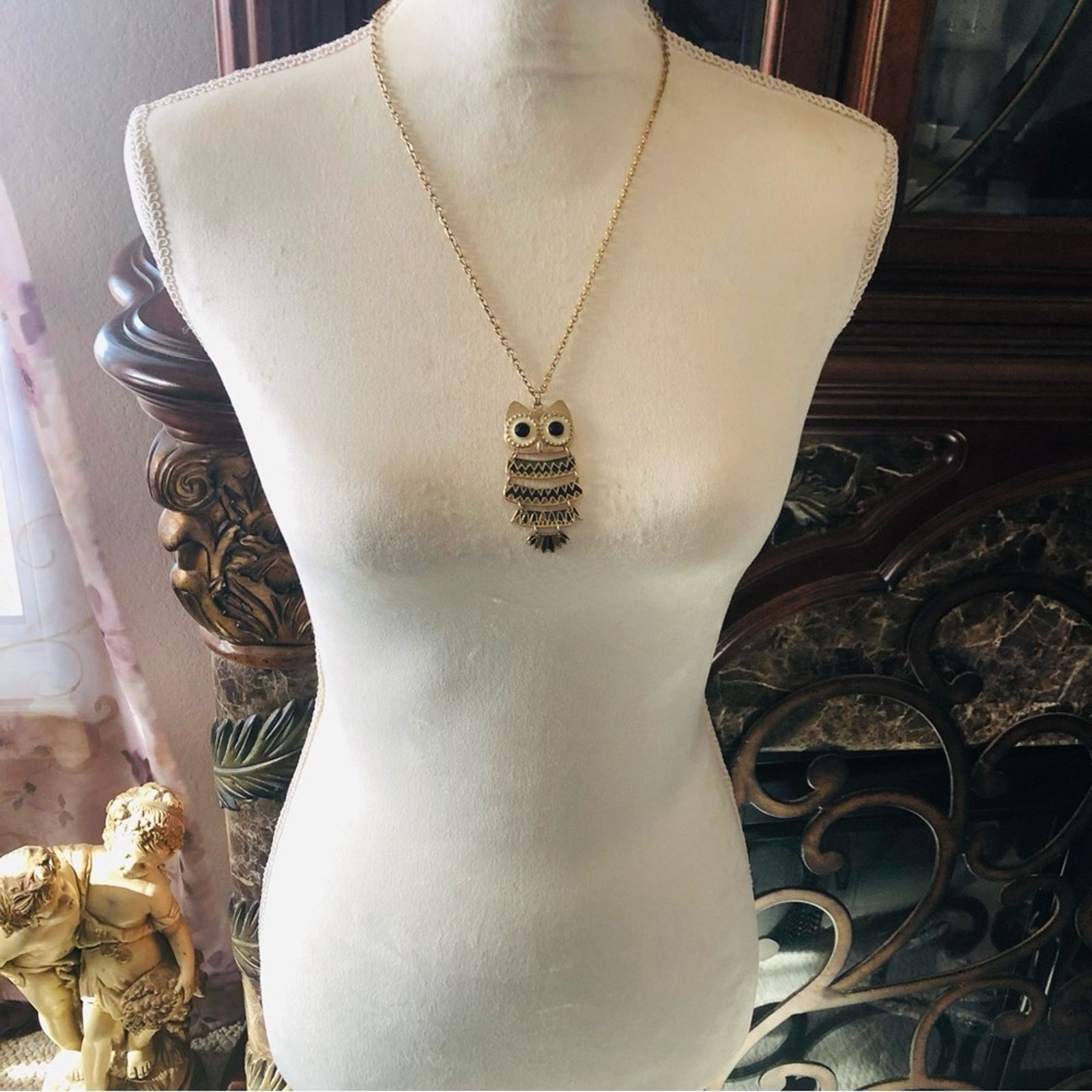 Jewelry Modern vintage articulated owl pendant on chain necklace Size ONE SIZE - 4 Thumbnail