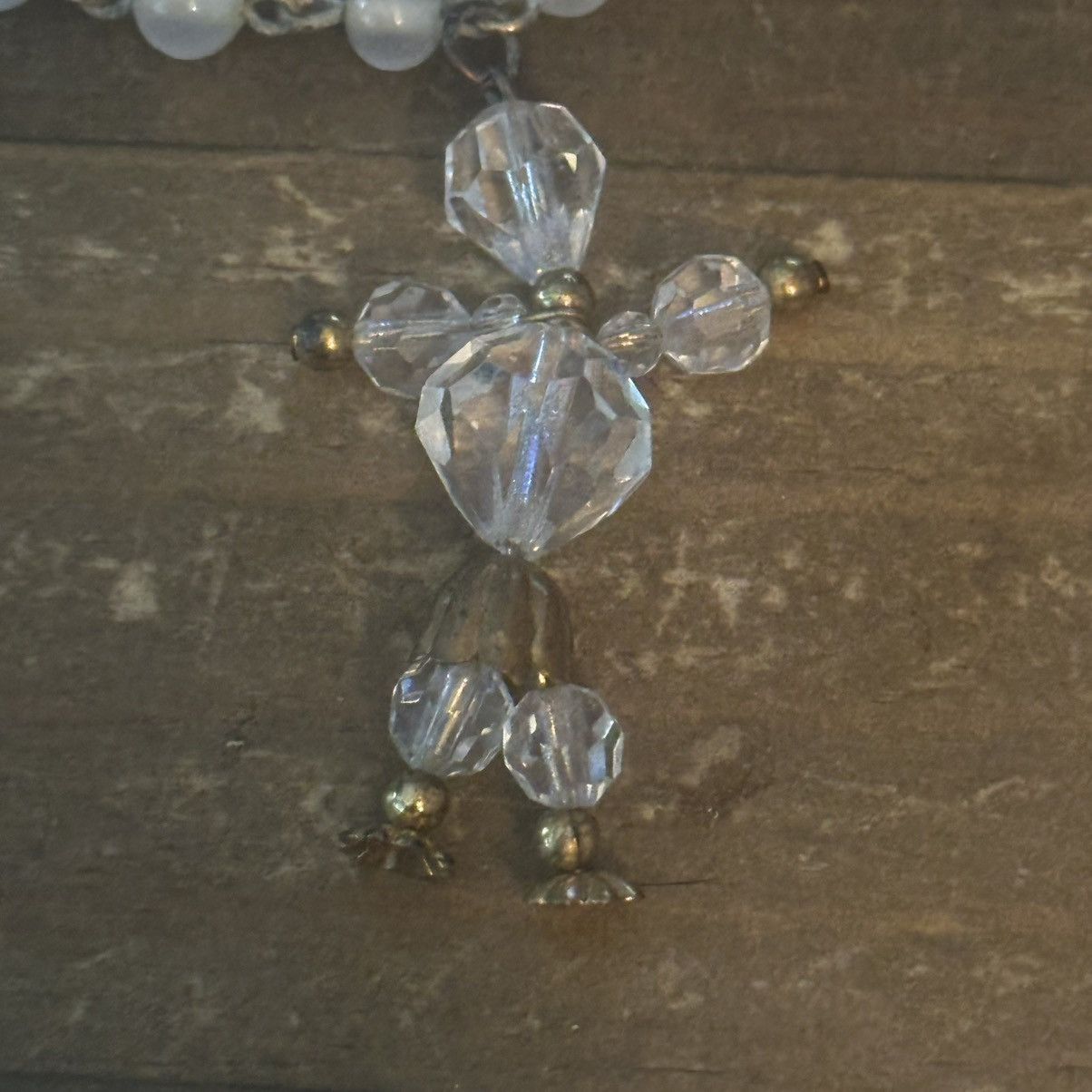 Vintage Vintage glass bead bracelet with crystal person charm Size ONE SIZE - 4 Thumbnail
