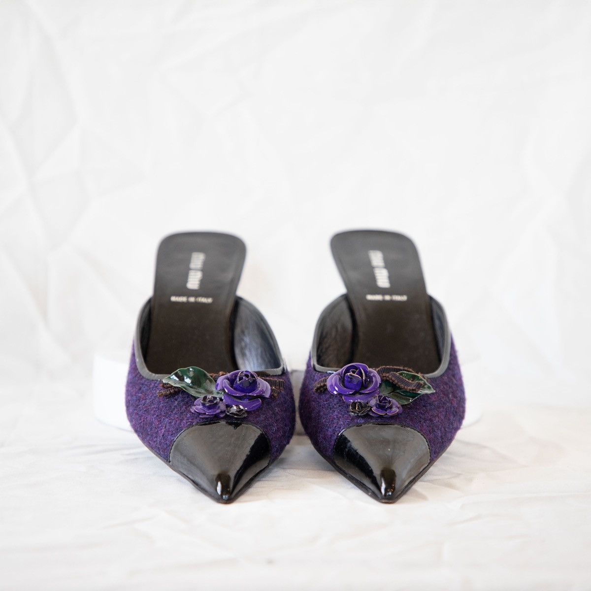 Miu Miu Miu Miu 90's Tweed Kitten Heel Mules Size US 9 / IT 39 - 1 Thumbnail