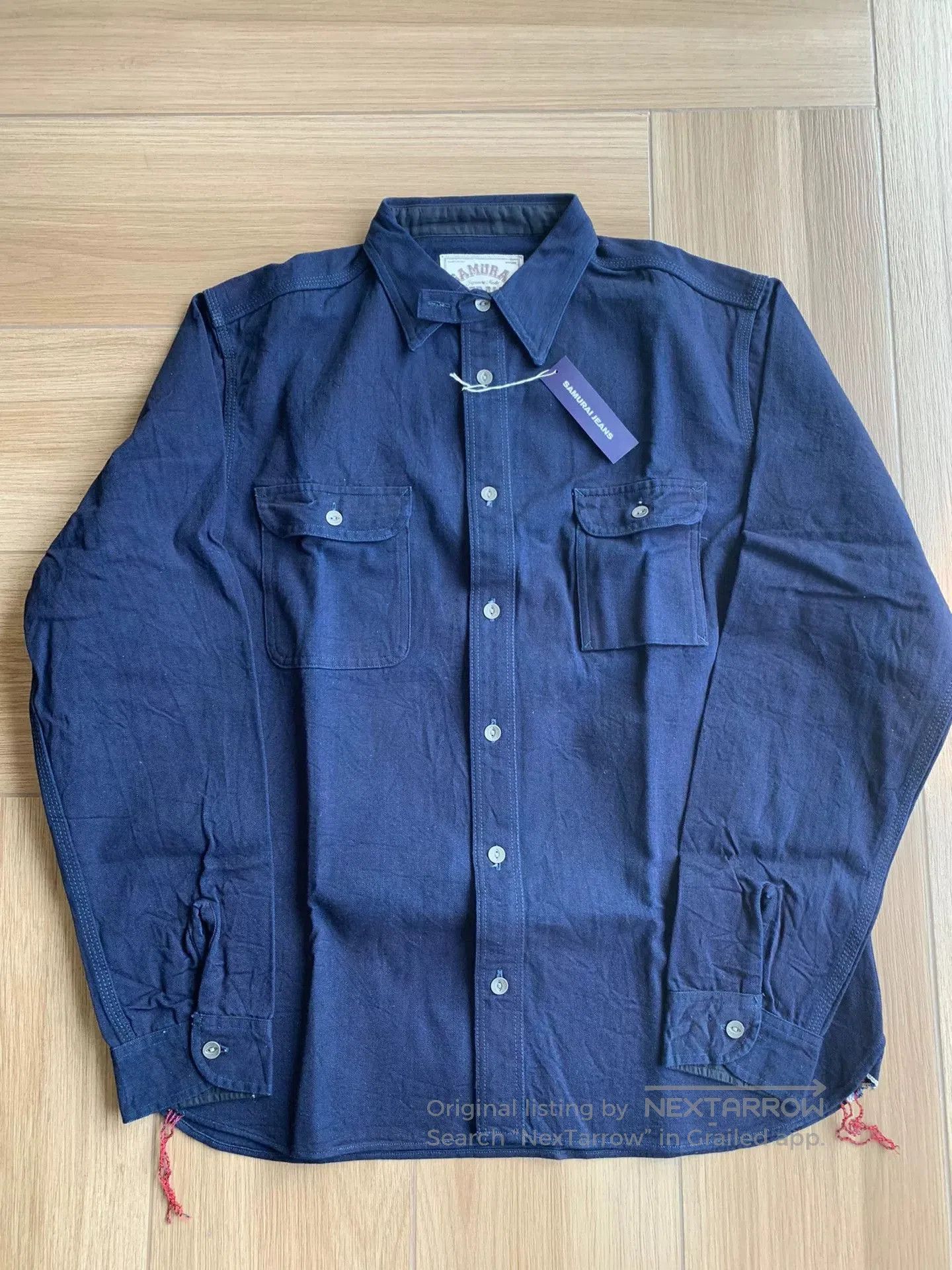 Samurai Jeans navy blue samurai jeans work shirt. Size US XXL / EU 58 / 5 - 1 Thumbnail