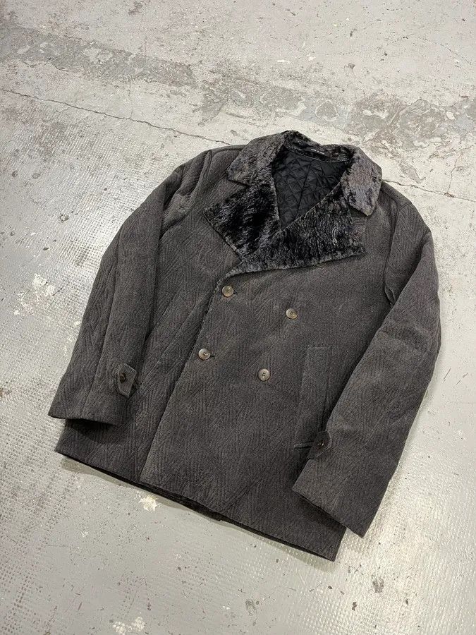 Emporio Armani 2010s Emporio Armani Iridescent Faux Fur Collar Grey Coat Size US M / EU 48-50 / 2 - 5 Thumbnail