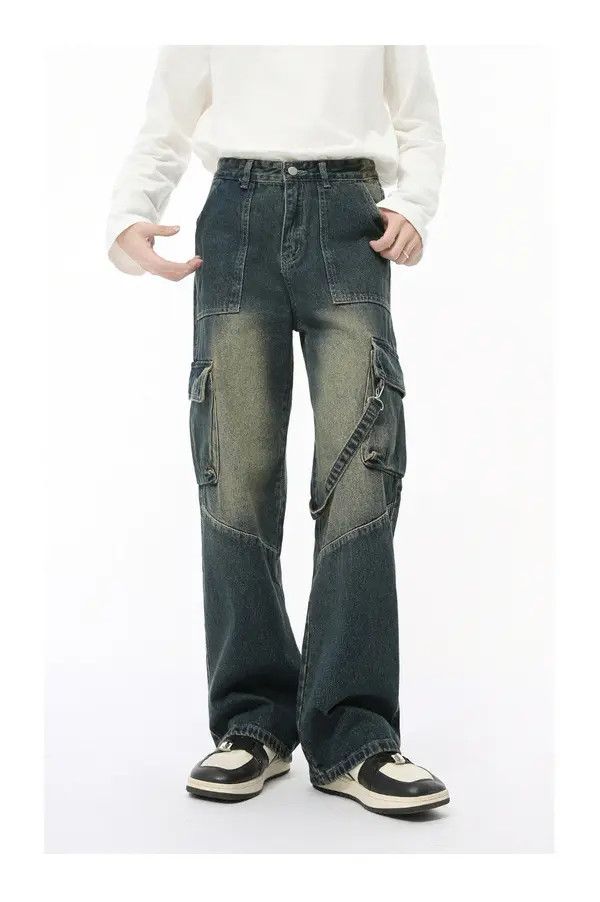 Japanese Brand Distressed patchwork multi-pocket lanyard distressed jeans Size US 32 / EU 48 - 7 Thumbnail