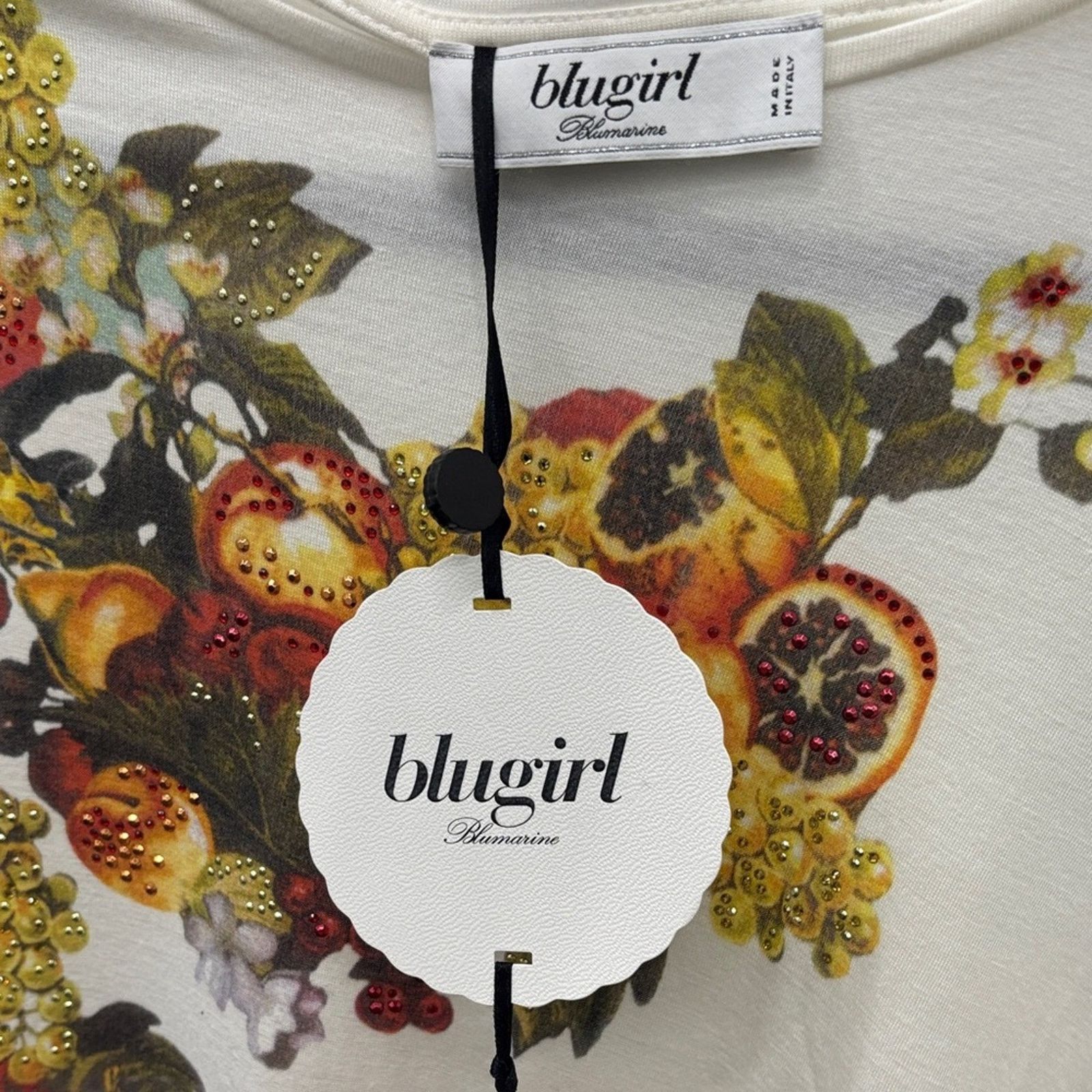 Blumarine NWT Blumarine White Tee with Vibrant Fruit Print Size XS Size XS / US 0-2 / IT 36-38 - 2 Thumbnail