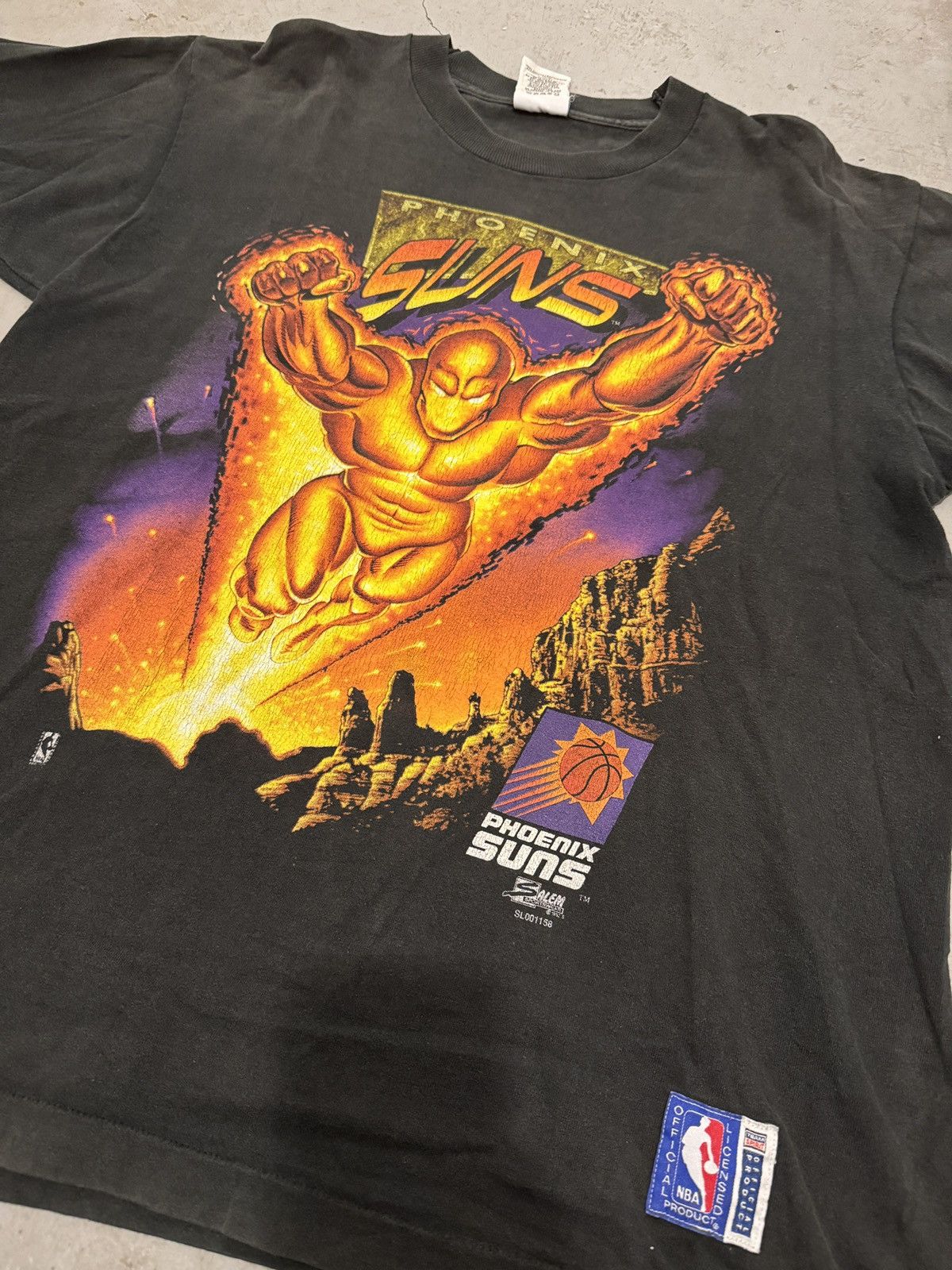 NBA × Vintage *RARE* VINTAGE PHEONIX SUNS SALEM TORCH SUPER HERO TEE Size US XL / EU 56 / 4 - 5 Thumbnail
