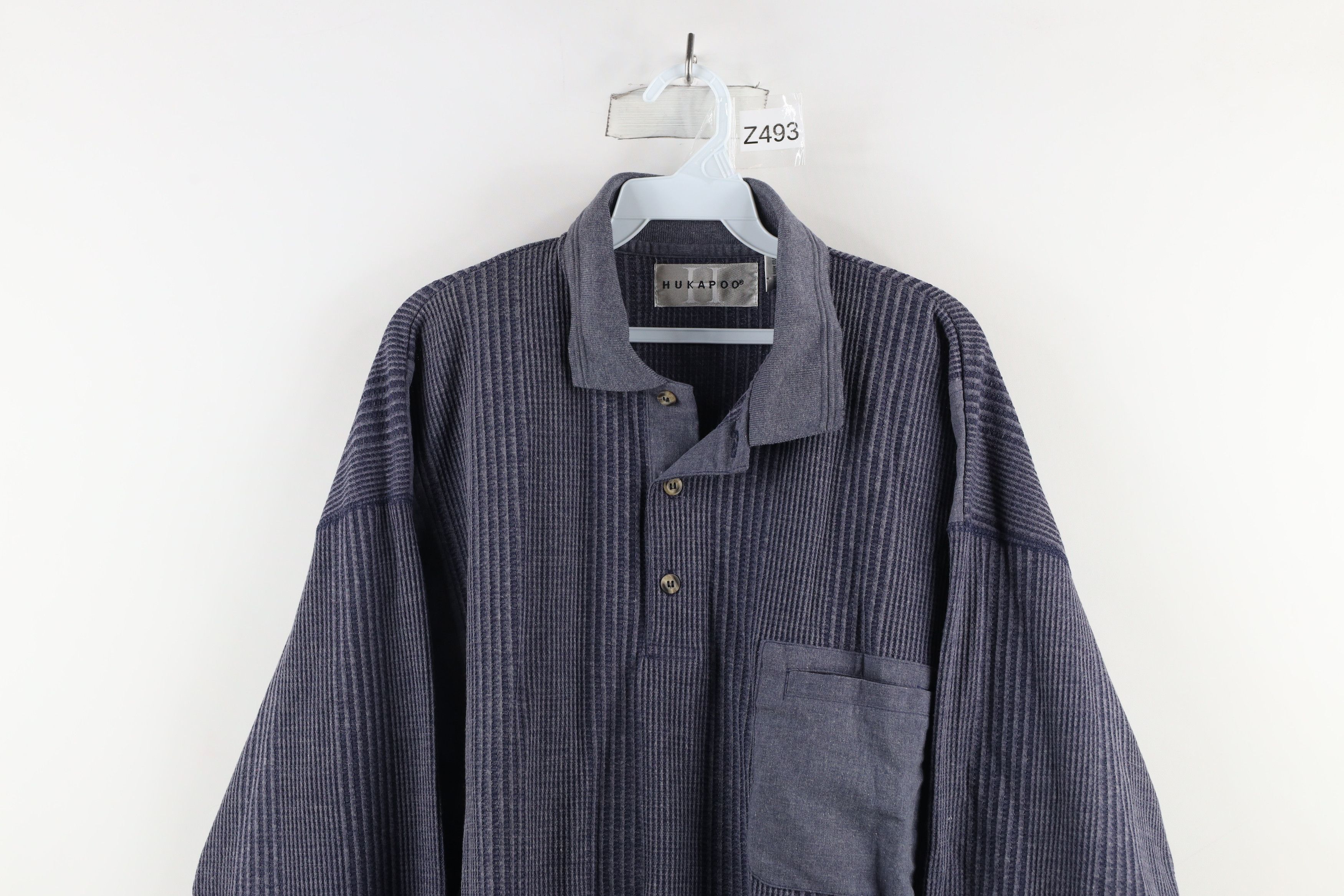 Vintage Vintage 90s Streetwear Chambray Ribbed Knit Pullover Shirt Size US L / EU 52-54 / 3 - 2 Thumbnail