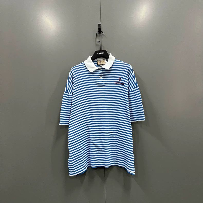 Gucci GUCCI Blue and White Striped Polo Shirt - dmc Size US M / EU 48-50 / 2 - 1 Thumbnail