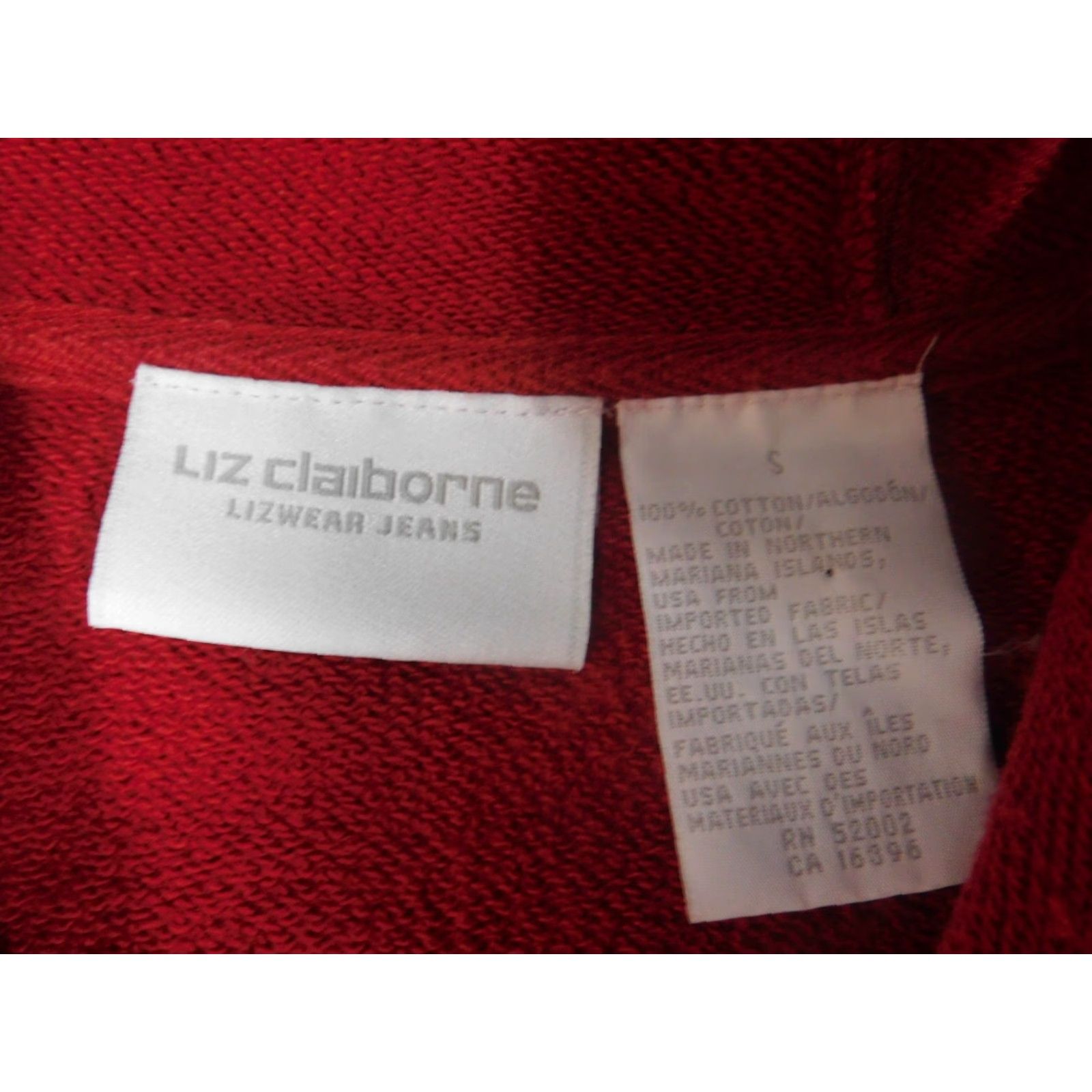 Liz Claiborne Liz Claiborne Womens Sweater Full Zip Raglan Sleeve Red S Knit Cotton Logo Classic Lightweight Shirt Womens Size S / US 4 / IT 40 - 7 Thumbnail