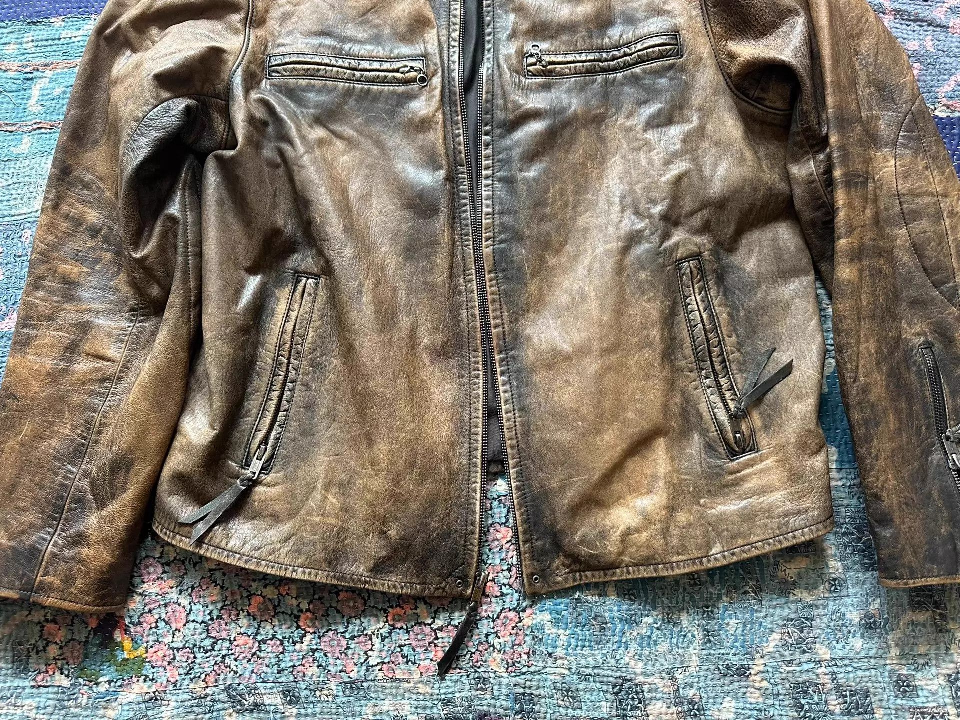 Polo Ralph Lauren Polo RL RRL Distressed Biker Leather Jacket L Size US L / EU 52-54 / 3 - 3 Thumbnail