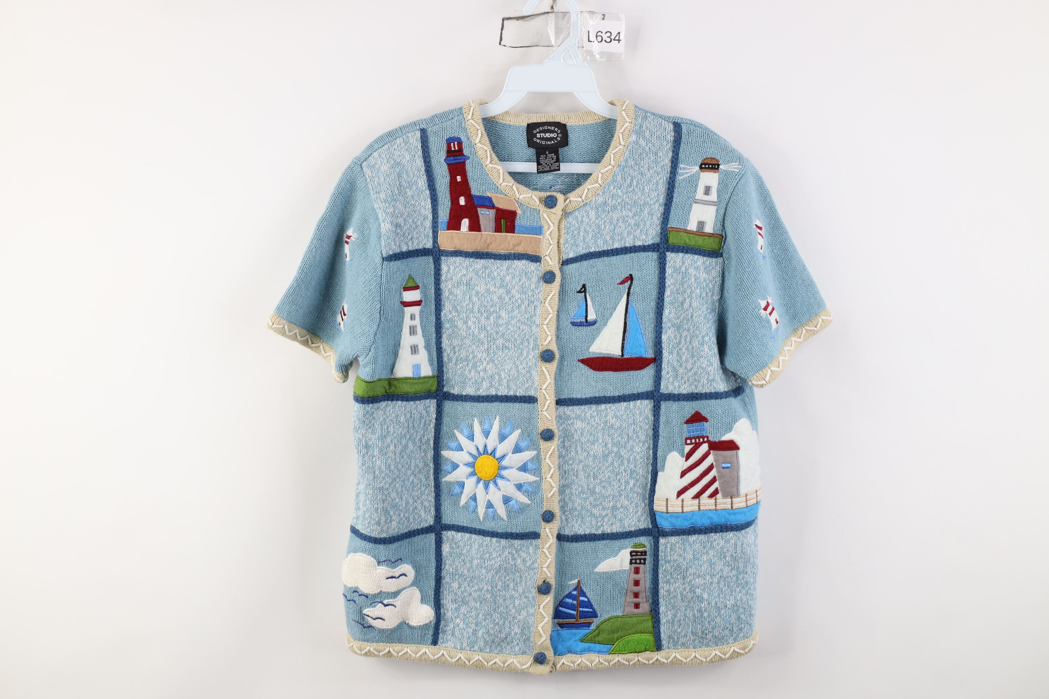 Vintage Vintage 90s Streetwear Lighthouse Sailboat Knit Sweater Size S / US 4 / IT 40 - 1 Thumbnail