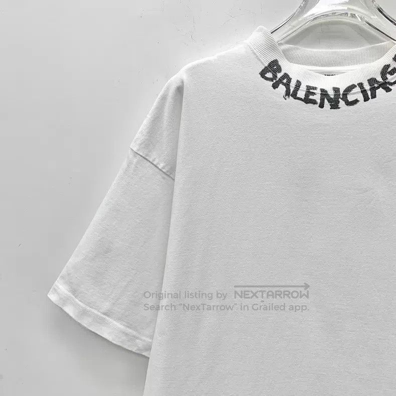 Balenciaga Balenciaga White Logo Letter Print Cotton Crew Neck Short Size US S / EU 44-46 / 1 - 3 Thumbnail