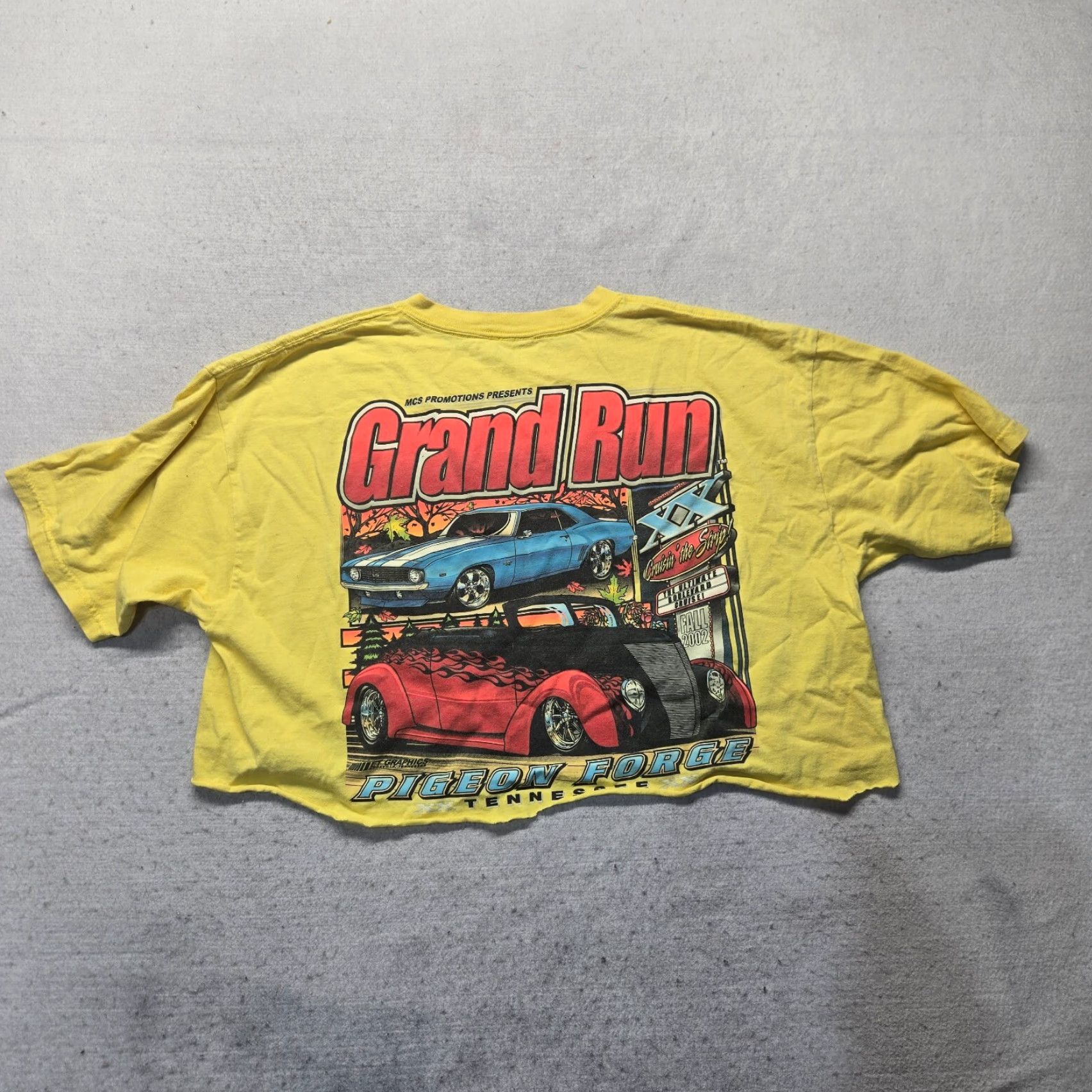 Vintage VINTAGE Grand Run Pigeon Forge TN Car Auto Crop Yellow Tee T-Shirt Adult Women's 2XL XXL Shirt Womens 2XL Yellow Cars Flower Cropped Size XXL / US 16-18 / IT 52-54 - 7 Thumbnail