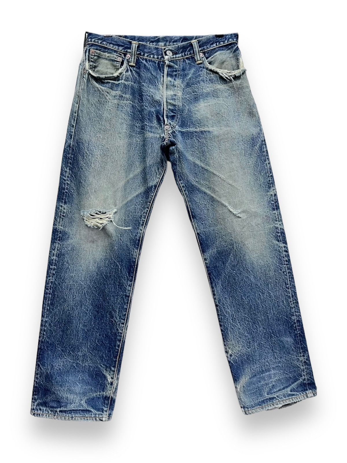 Evisu 🔥EVISU YAMANE NO1 SPECIAL SELVEDGE Worn-Out Thrashed Denim Size US 31 - 2 Thumbnail