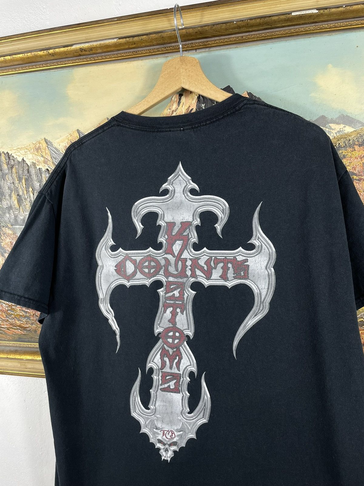 Affliction Black Vintage Retro Y2k Cross Tribal T shirt Baggy Opium Size US L / EU 52-54 / 3 - 2 Thumbnail