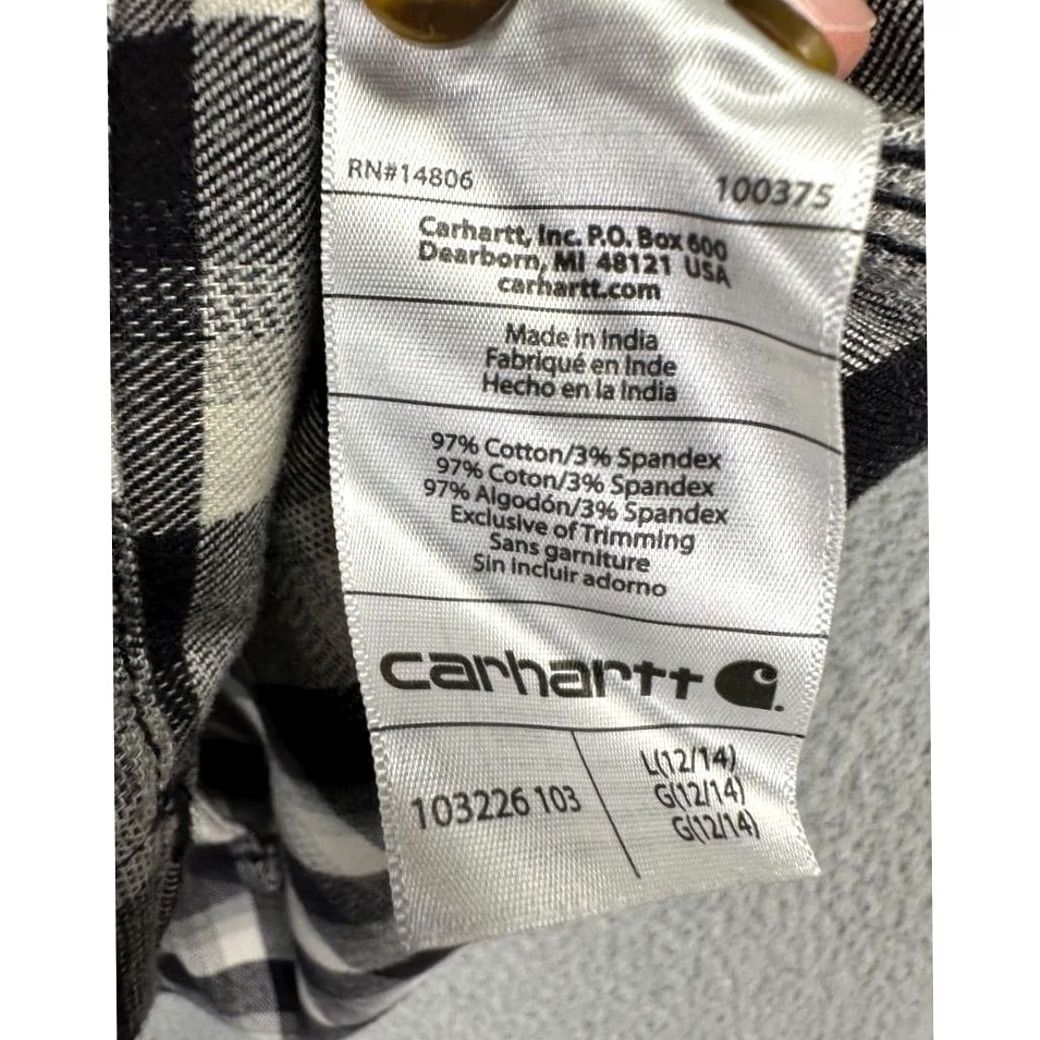 Carhartt VINTAGE Carhartt Shirt Womens Large Black Cream Plaid Flannel Button Up Pocket Stretch Size L / US 10 / IT 46 - 5 Thumbnail