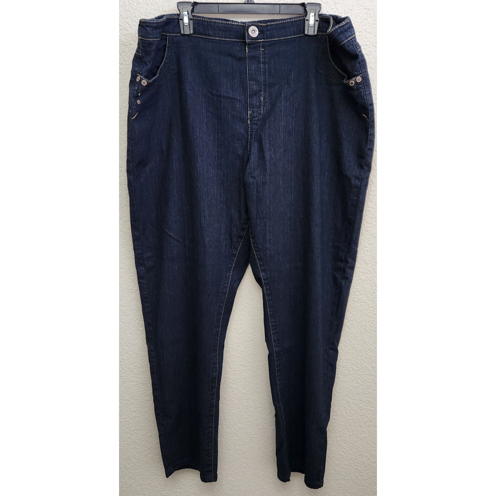 Other Avenue Jeans Dark Blue Pull On Flat Front Jeans 26W 28W Plus Size 42" / US 20 - 1 Thumbnail