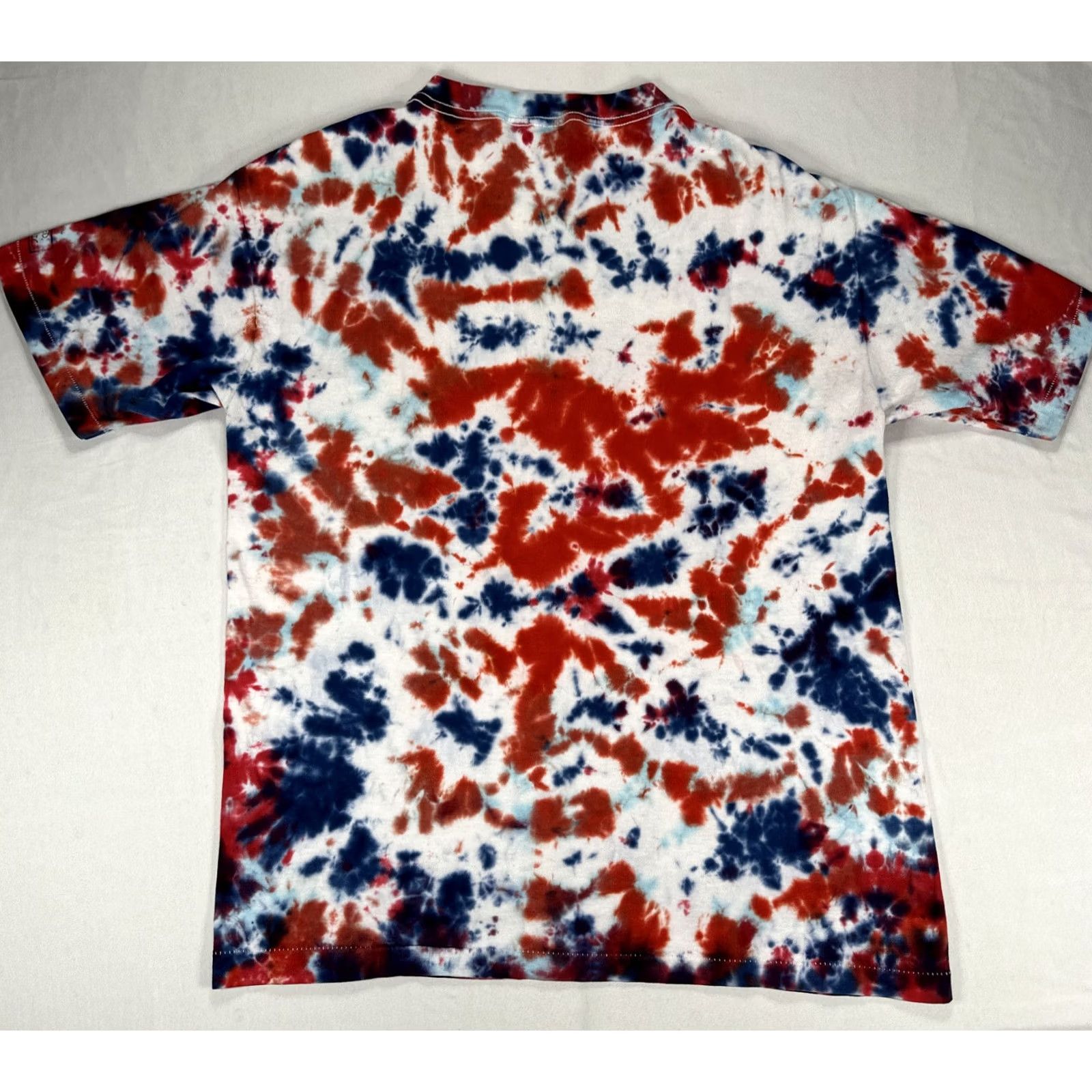 TEE JAYS VINTAGE Teejays T-Shirt Red White Blue Tie-Dye VFW Post 108 Single Stitch 90s Mens L Short Sleeve Graphic Tee USA Made Size US L / EU 52-54 / 3 - 7 Thumbnail
