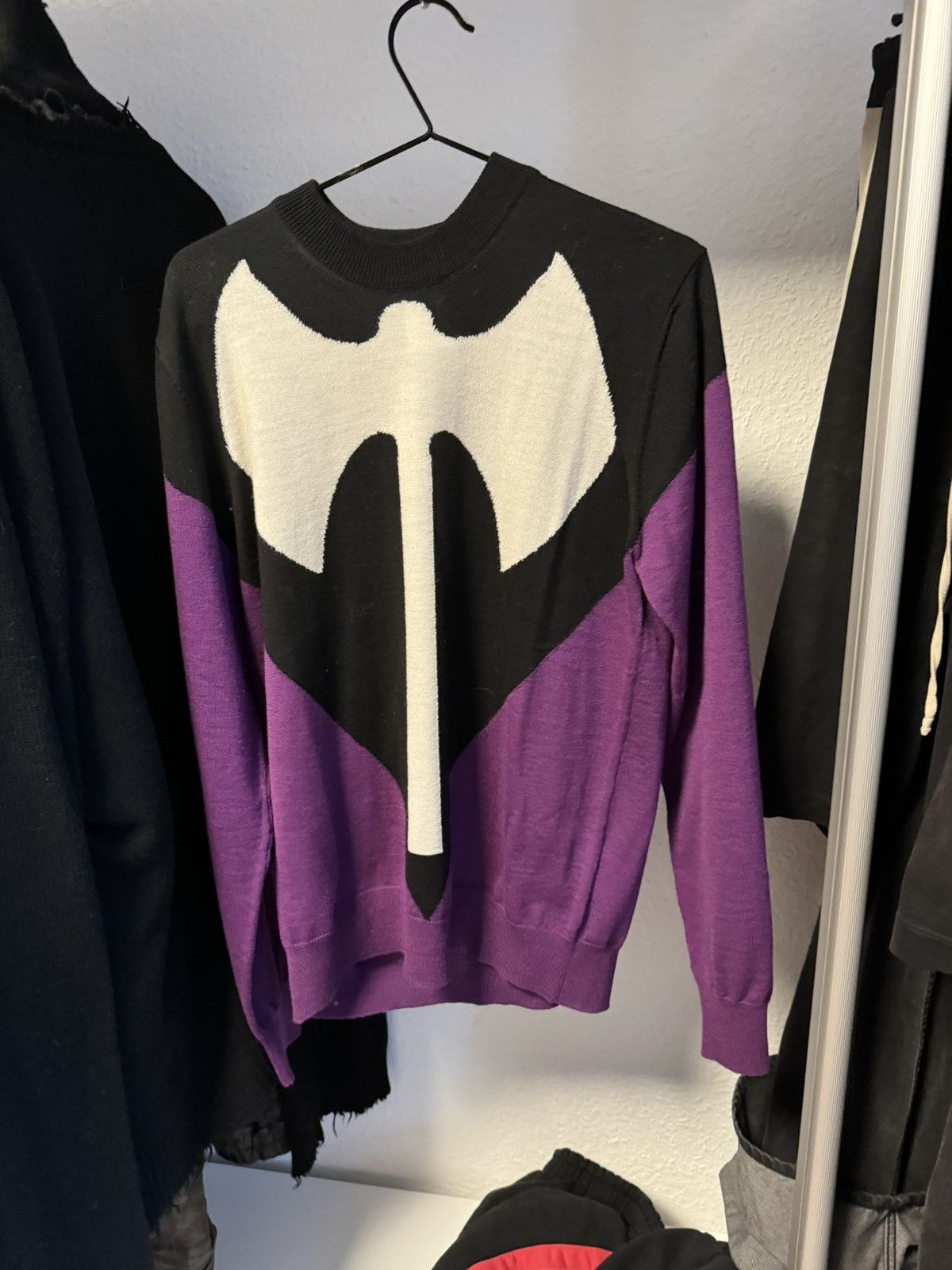 image of Comme Des Garcons x Vetements Cdg Lesbian Axe Sweater in Purple, Men's (Size Medium)
