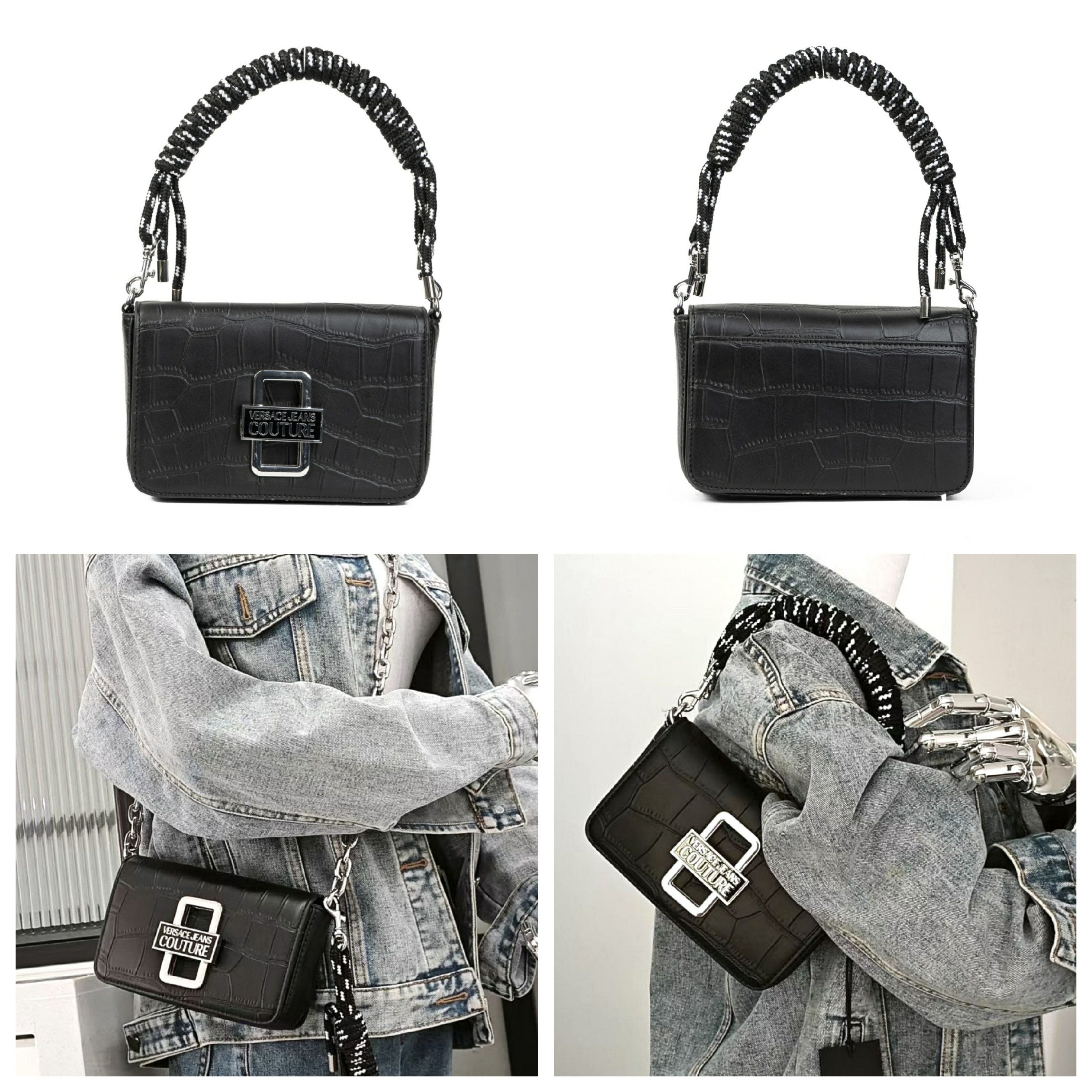 Versace Jeans Couture Versace Jeans Couture Rope Handle Croc Crossbody Bag Size ONE SIZE - 6 Thumbnail